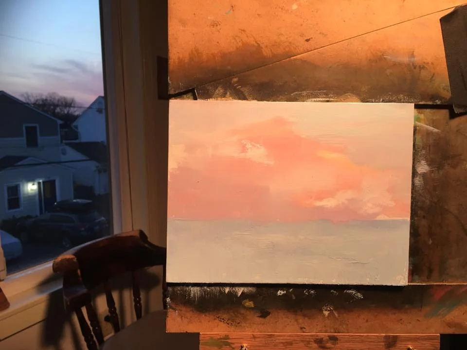 Oil sketch of a Chesapeake Bay Sunset 6 x 8 in. Oil on board 3/9/2017