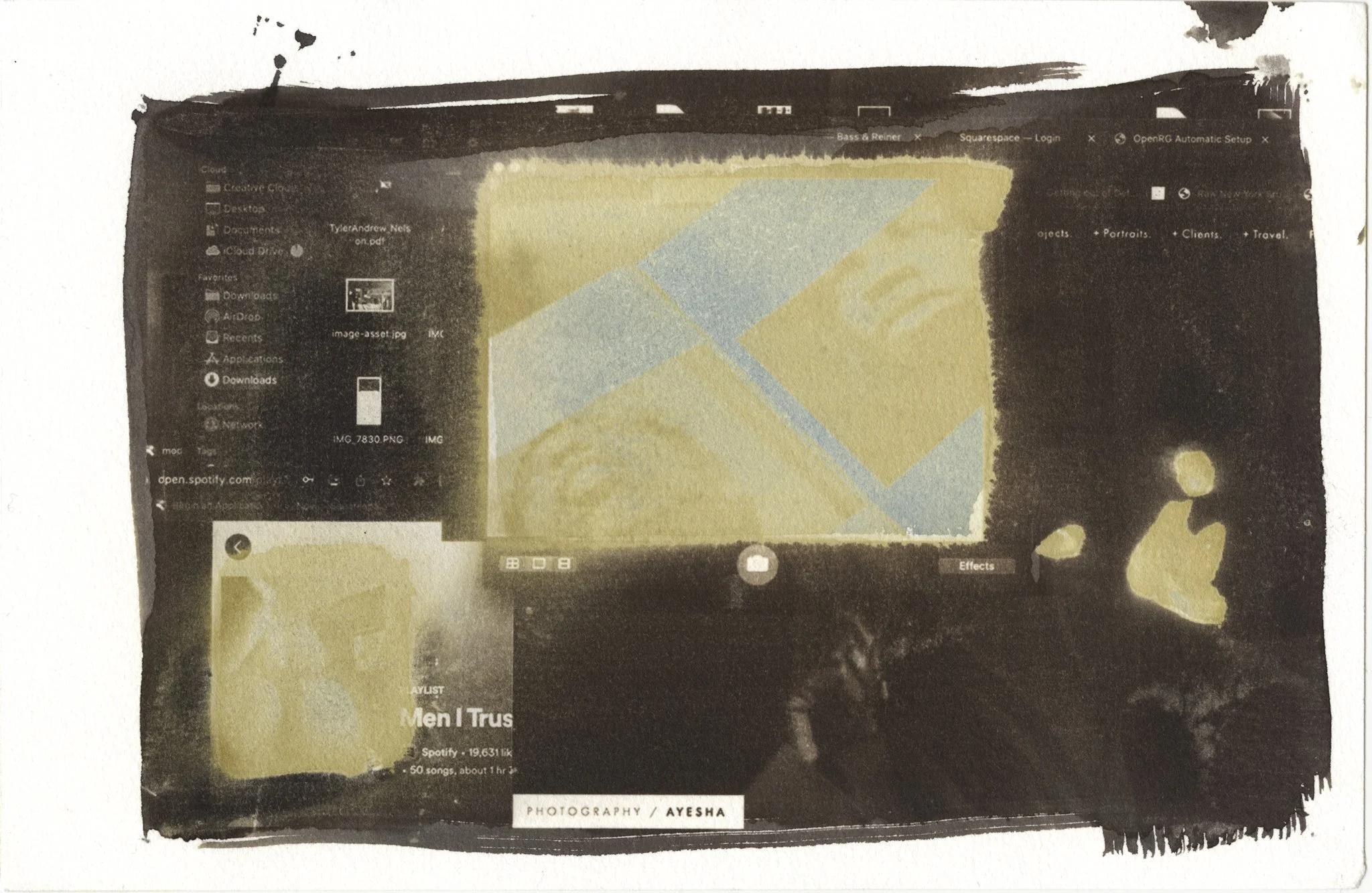 "midnight rituals" (Cyanotype superimposed over Van Dyke Brown, 2025)