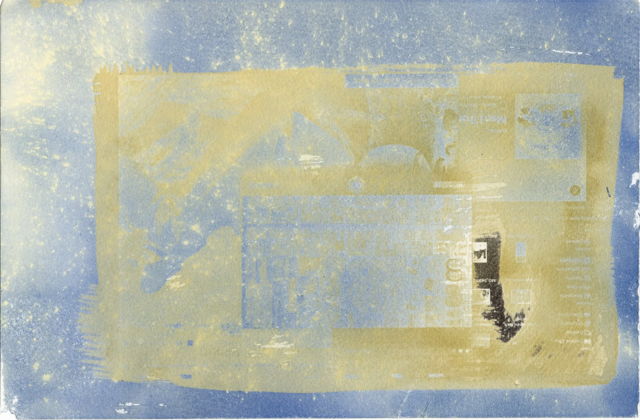 "stardust" (Cyanotype superimposed over Van Dyke Brown, 2025)