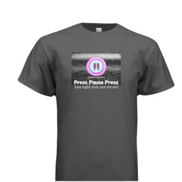Press Pause Tee (Original) - Size M - This is the last original tee! WHAT?!?!?! Does that make it an NFT? Yes, but in real life. SOLD OUT!!!!!!!
