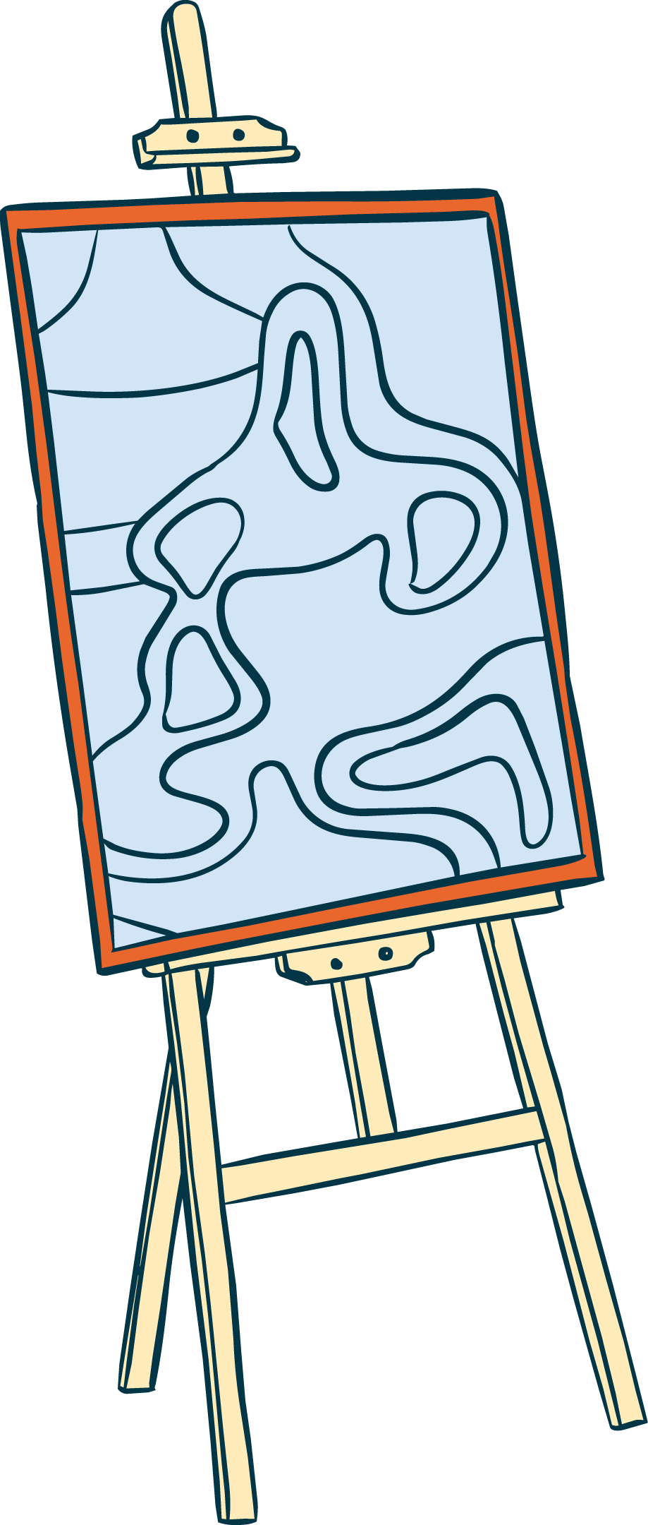 Illustration of artwork on an easel