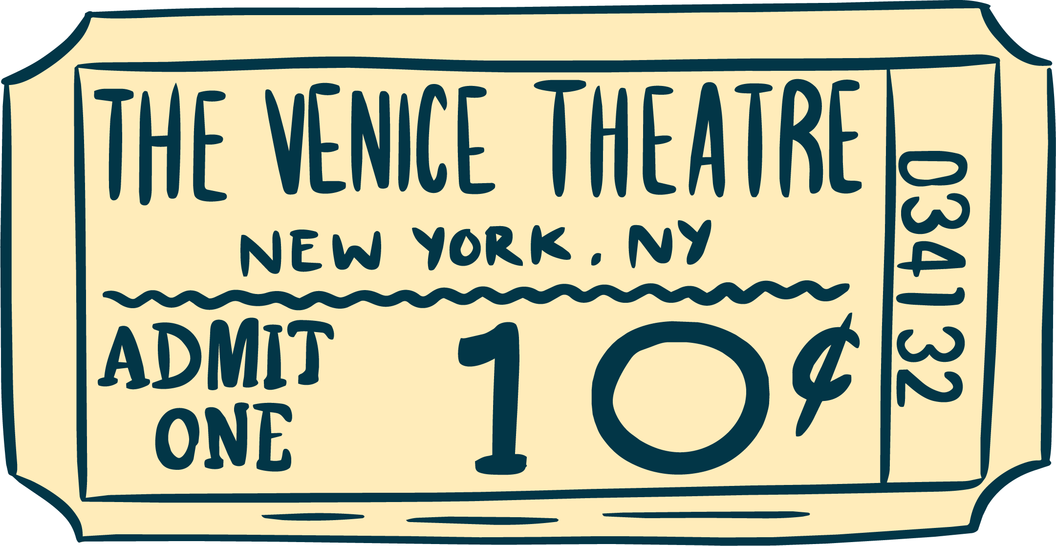 Illustration of a vintage theater ticket stub
