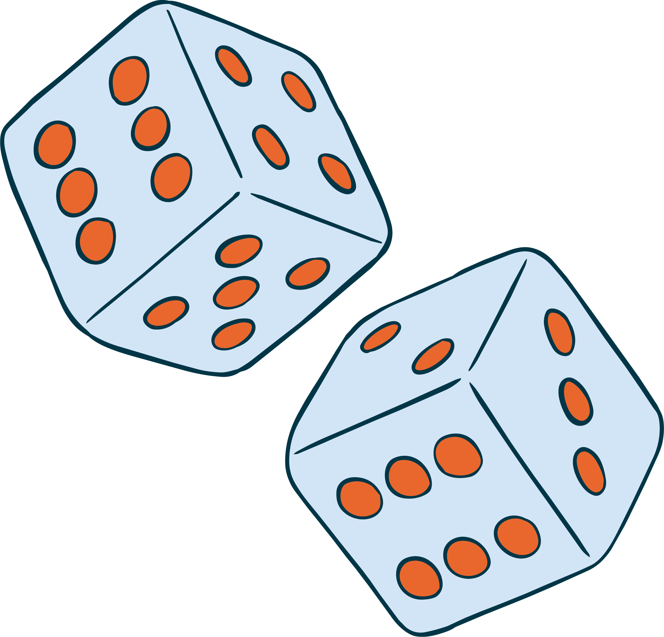 Illustration of two rolling dice