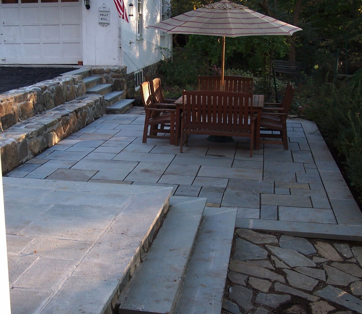 Copy of landscape design natural stone and steps with patio Westchester County, NY