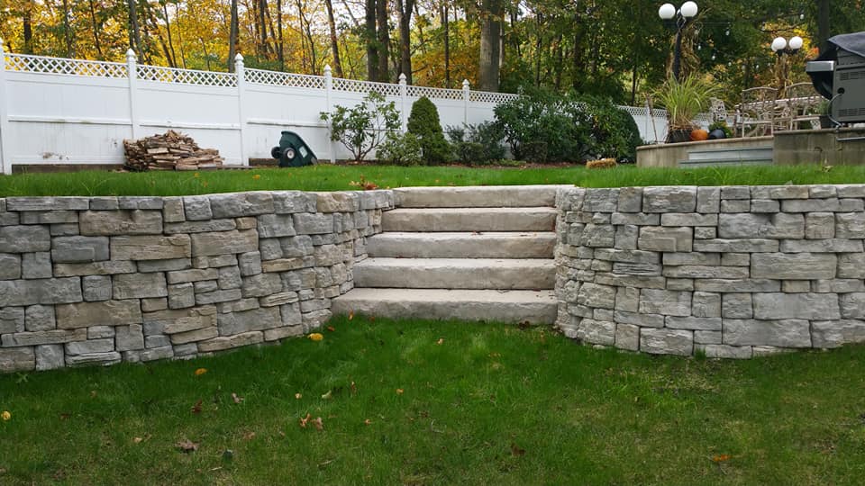 Rosetta stone steps and wall in Cortlandt Manor, NY