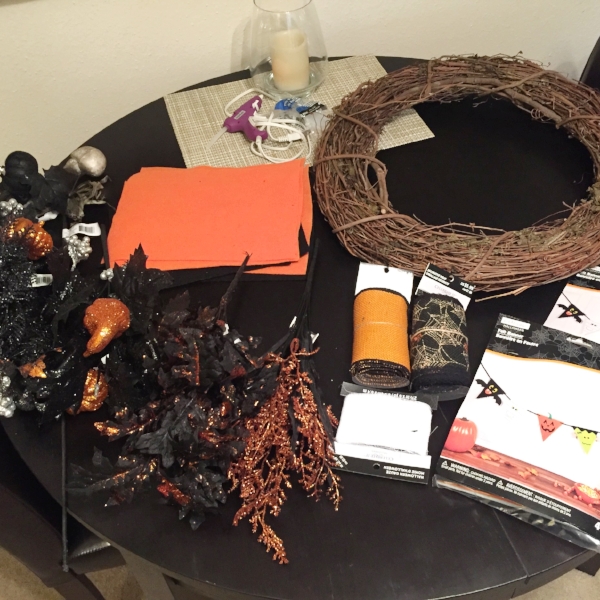 The felt items and garland were for the Trick-or-Treating bags, everything else was for the wreath.