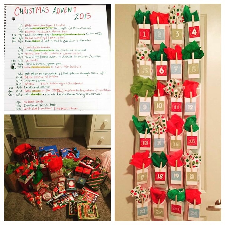 The wrapped gifts (bottom left) went under the tree with assigned numbers they only found inside of the card I put in that advent's pocket so that they couldn't tell which gift they would open until they read the card. You have to be tricky!