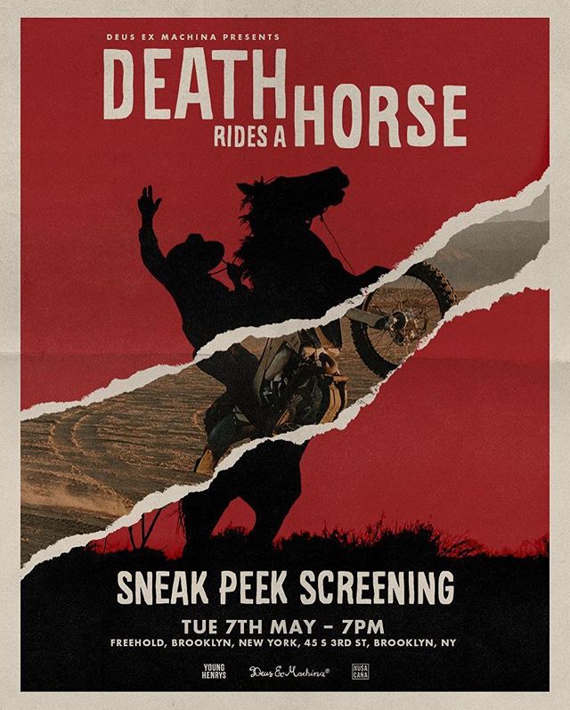 @deuscustoms on the east coast?! Very excited! Hope everyone can make it! We sure will. New sneak peak film, Death Rides a Horse.