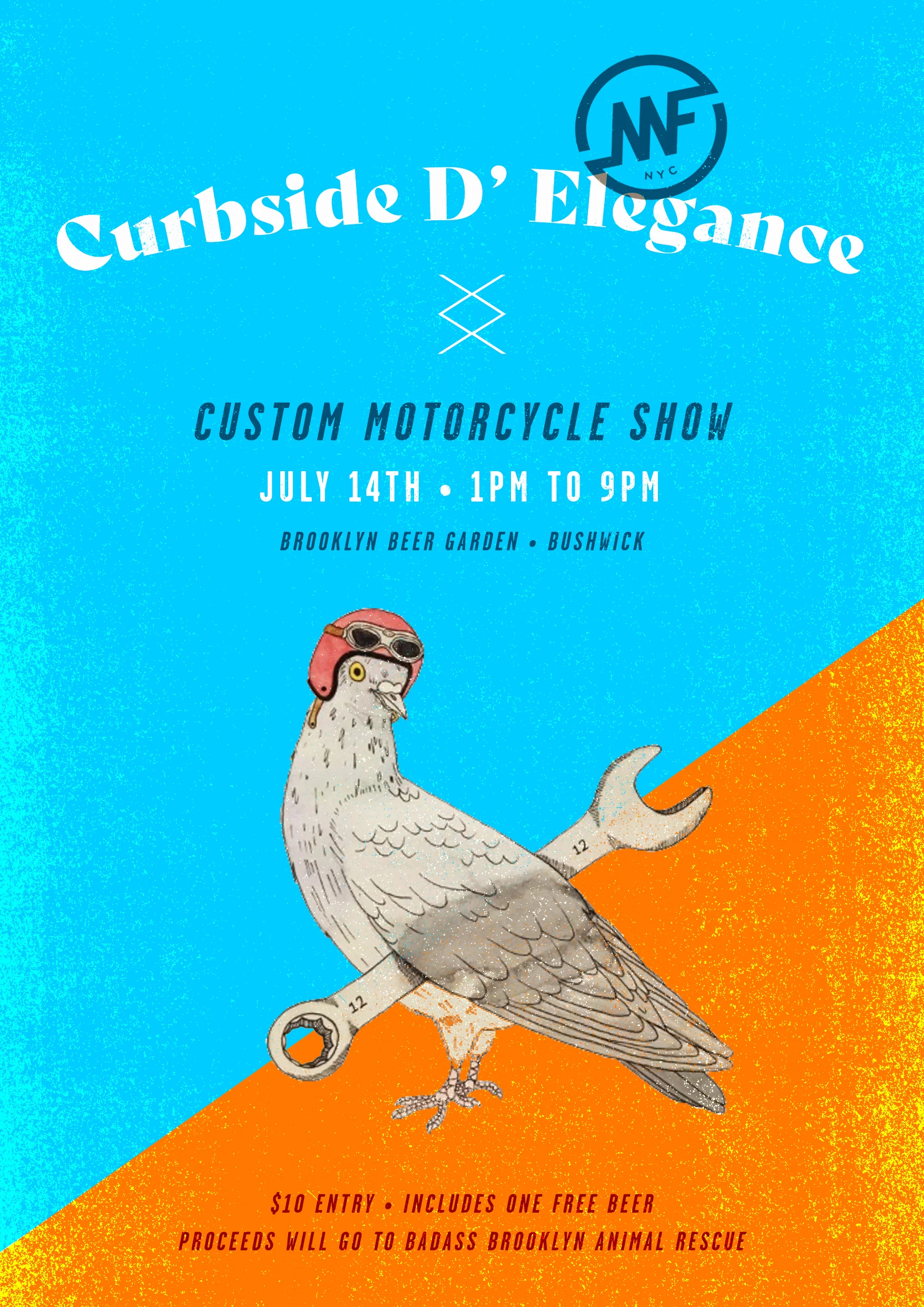 MotoFellas presents the Curbside D’Elegance custom bike show - July 14th at the Brooklyn Beer Garden in Bushwick. It is an inspiring exhibition of custom motorcycles created by variety of builders, expanding from backyard wrenchers to professional builders. Trophies will be given to best pro build, best amateur build and people’s choice. Think your bike has what it takes? Submit your bike NOW! Accepting submissions from all professional and amateur builders in the North East! $10 covers your entry fee and your first beer. Proceeds will go to our furry friends at Badass Brooklyn Animal Rescue.