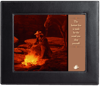 Cowboy at the Fire Framed Print