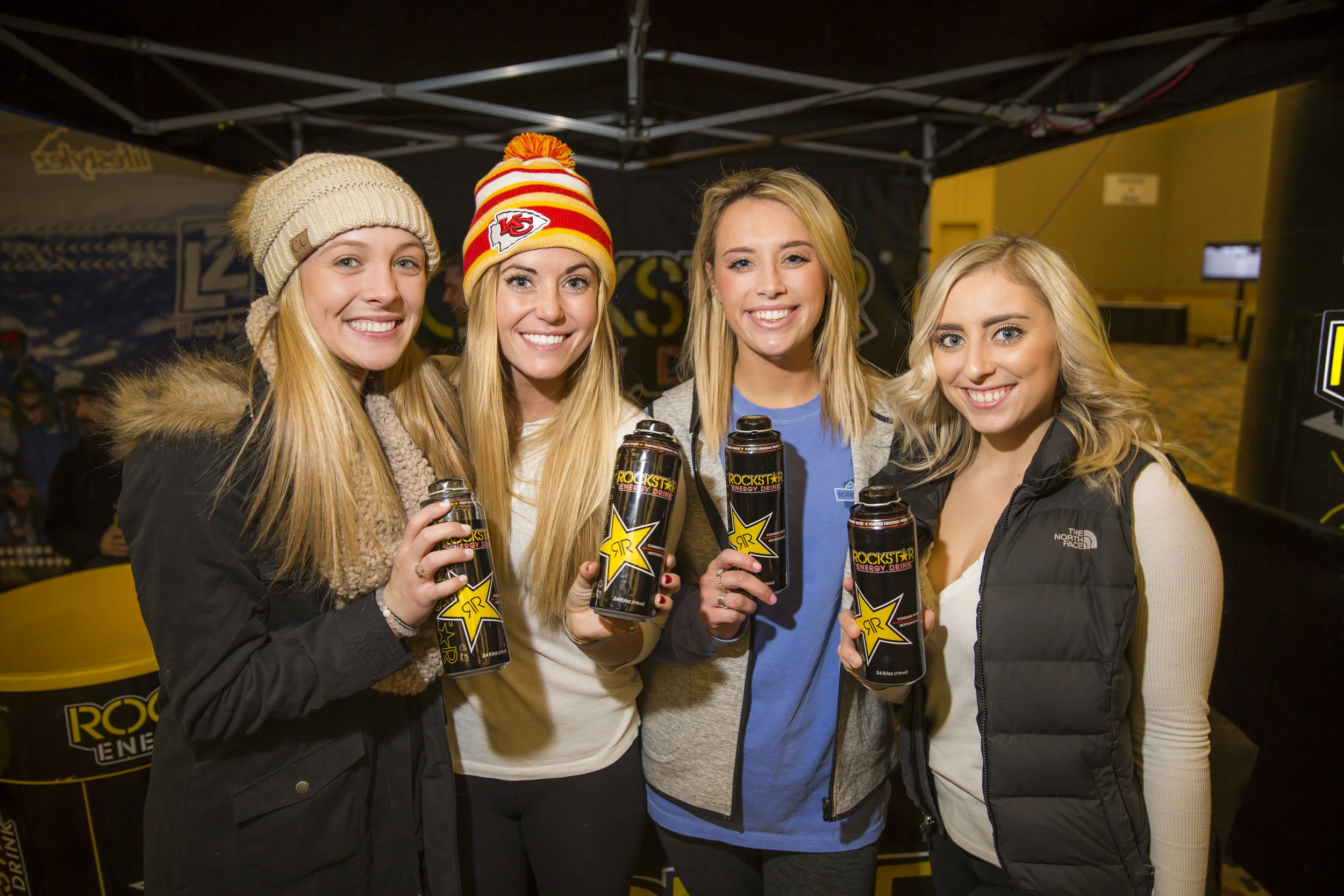 College Ski Trip check-in's sponsored by Rockstar Energy.