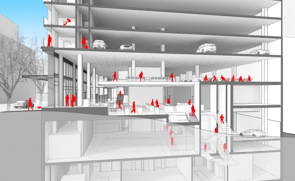 Proposed rendering of the 4th and Columbia project. | Image by LMN Architects via Wired