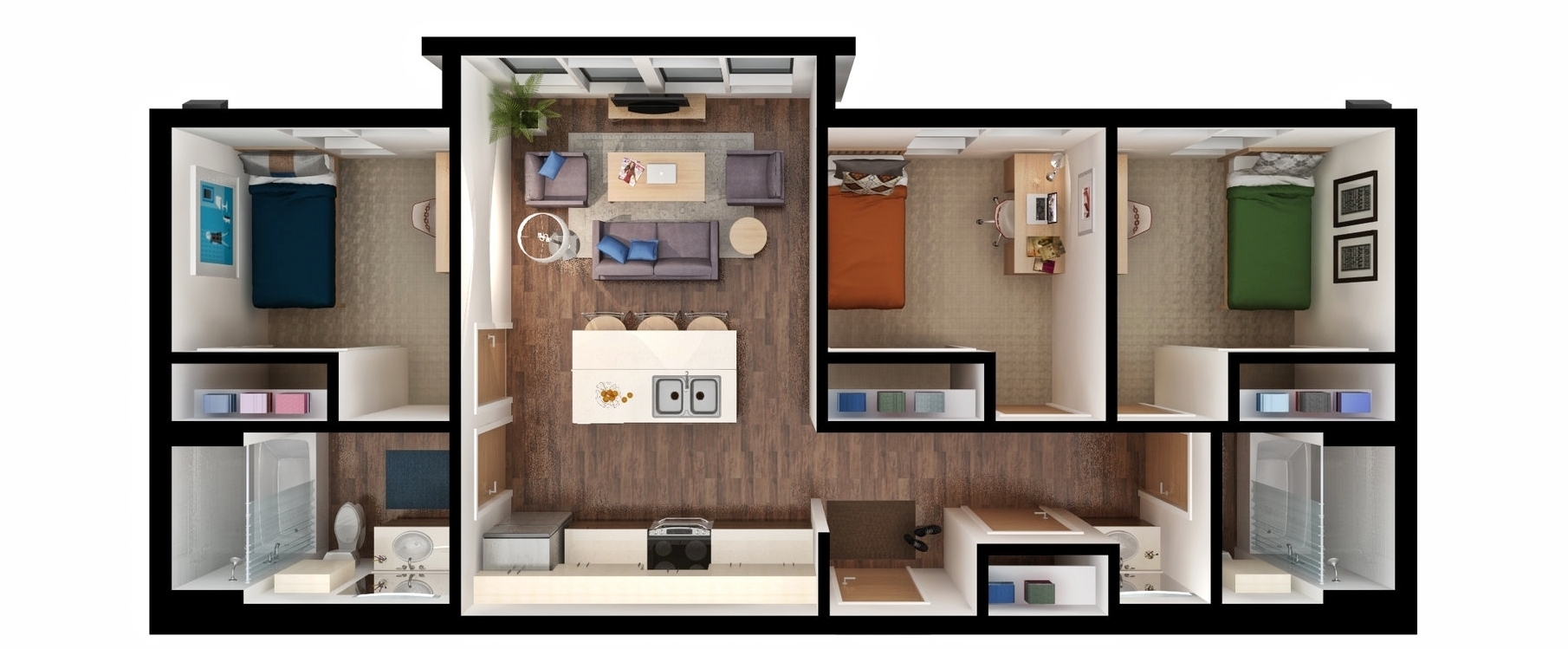 Three bedroom unit rendering 