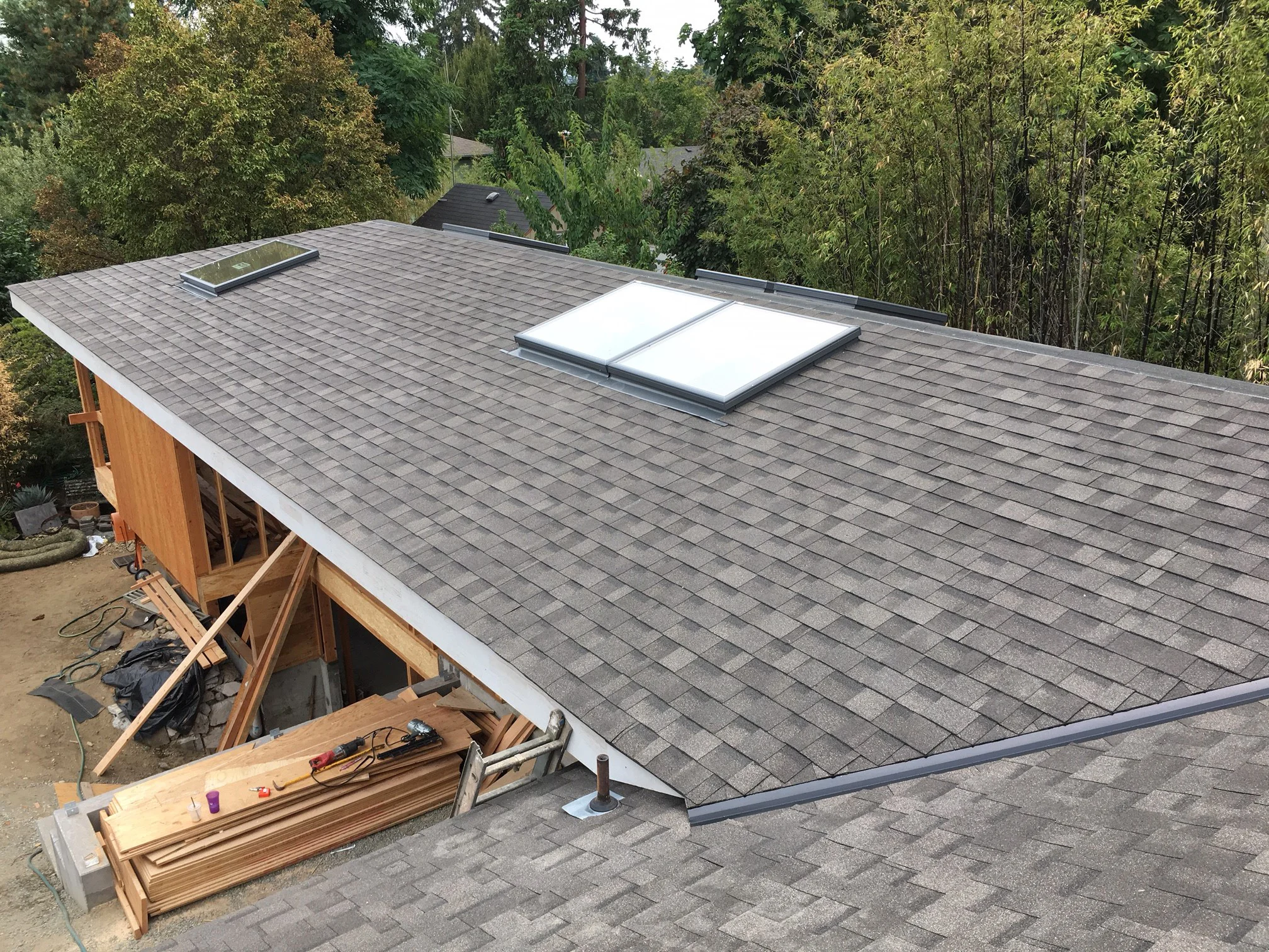 Construction in progress roof view