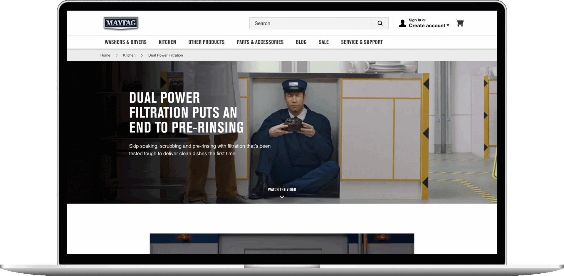Maytag Dishwasher Landing Page