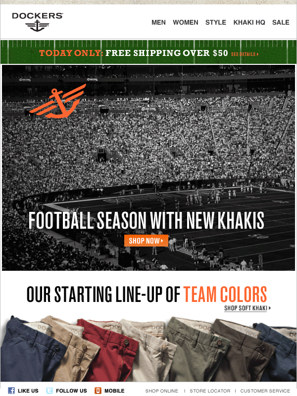 Football Season Khakis Promo Email