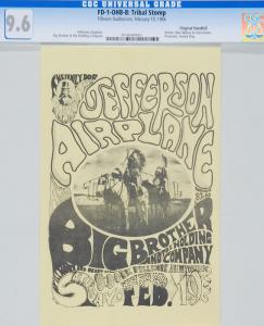 This FD-1 Tribal Stomp Fillmore Auditorium 2/19/66 Concert Handbill is the finest CGC graded specimen to appear at auction