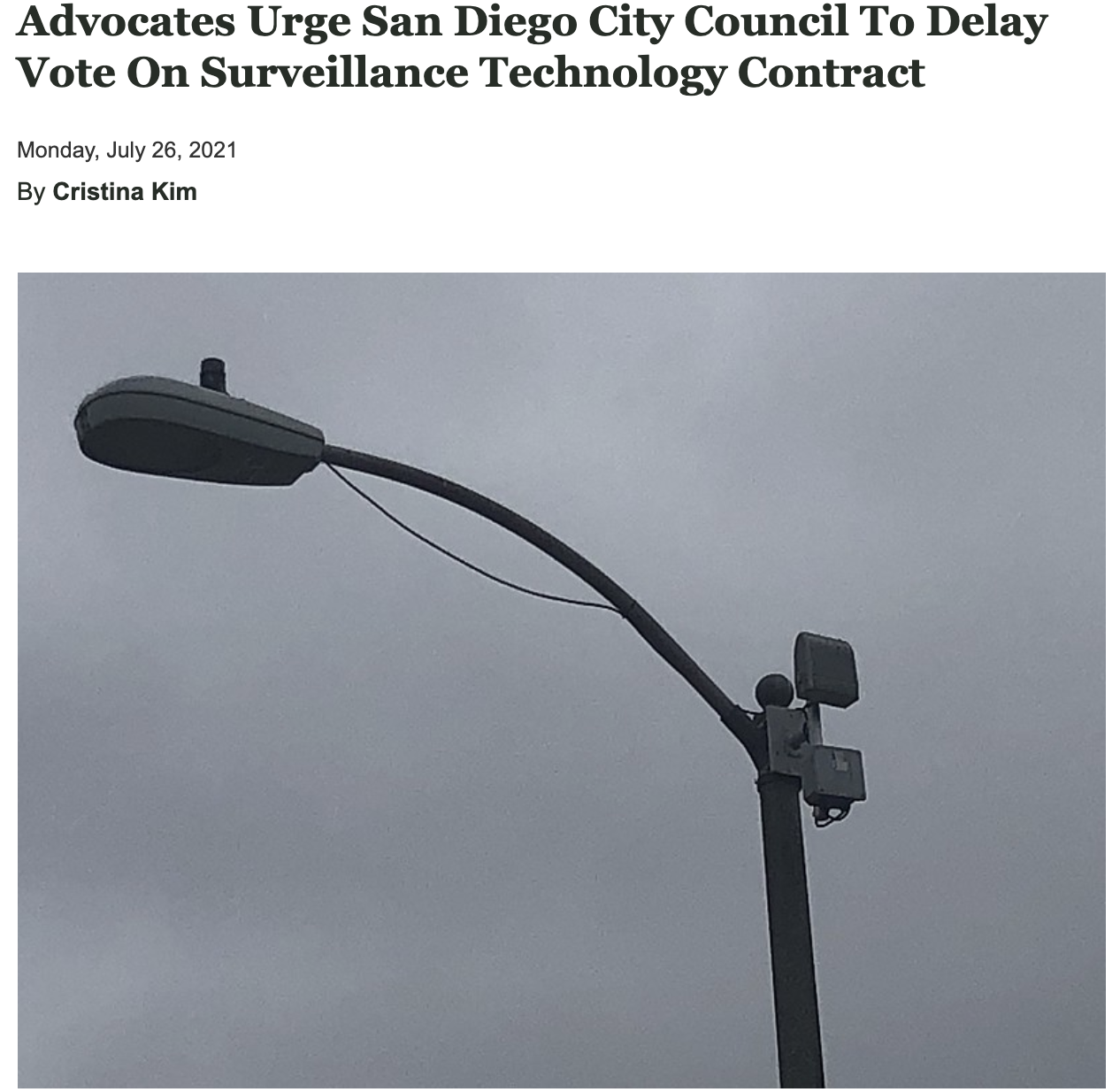 Advocates Urge San Diego City Council To Delay Vote On Surveillance Technology Contract