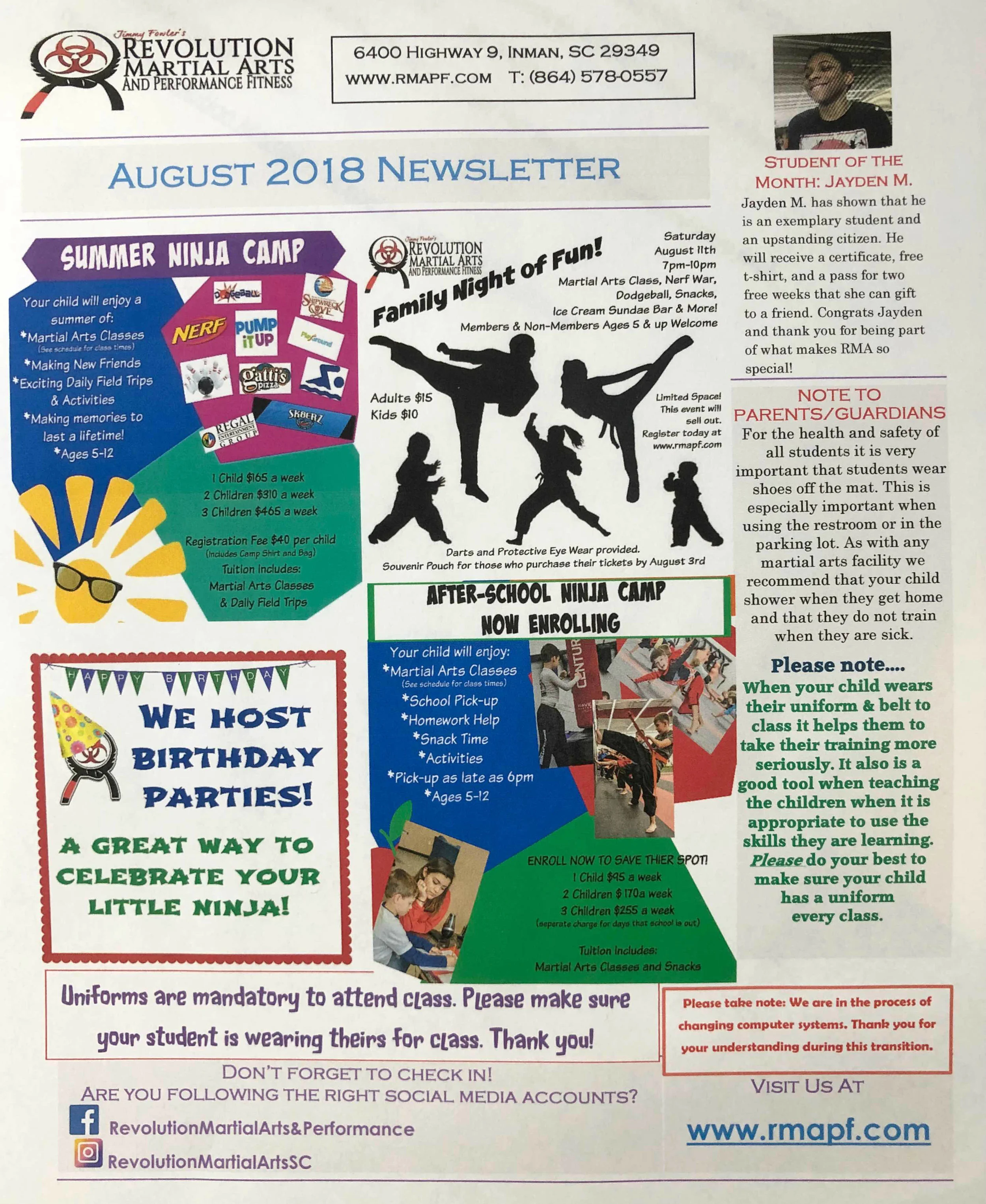 August 2018 Newsletter