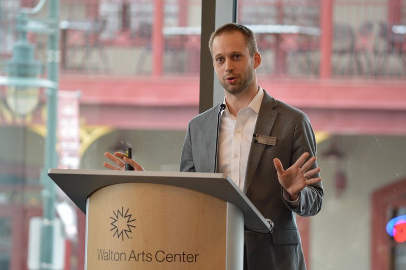Martin Miller of TheatreSquared talked at the Northwest Arkansas Council's Winter Meeting about $12.5 million in pacesetting grants from the Walton Family Foundation. The grants will help pay for the professional theatre company's new venue in Fayetteville.