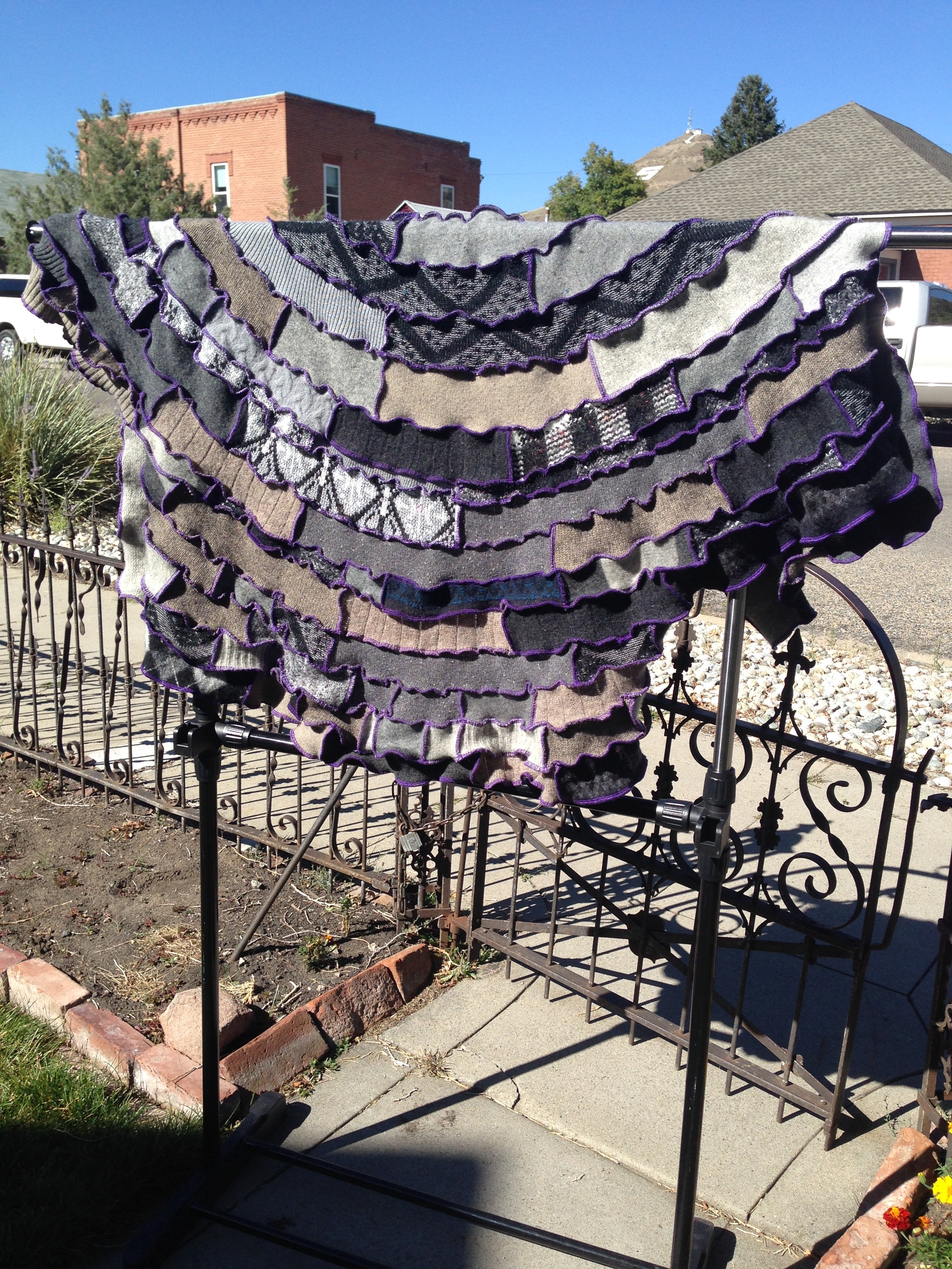 Shades of Grey and purple shawl