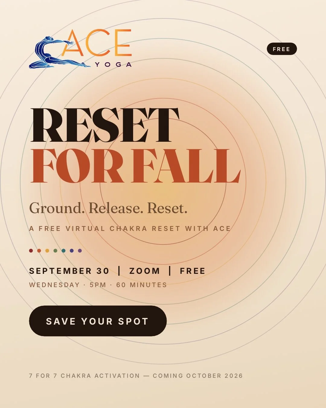 Reset for Fall 🍂 🍁 🍃 
🆓 Virtual Chakra Reset this Wednesday
.
After walking barefoot in the crispy fresh grass @petiteacres last week, I got even more excited for Fall. Summer was a dream, but I&rsquo;m looking forward to planting seeds, honoring