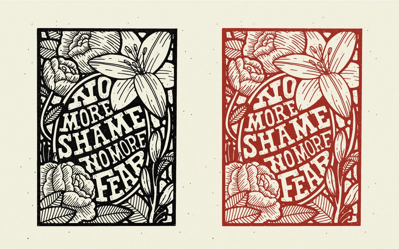The full lyrics and song name from Andrew Jackson Jihad are “No more shame, no more fear, no more dread”, but I drew the flowers and frame first and didn’t have room. I usually have lyrics in mind before I start a piece so I was stumped on what to write. I opened up Spotify and this was what I had listened to last which reminded me of how these were the lyrics I planned on writing next.