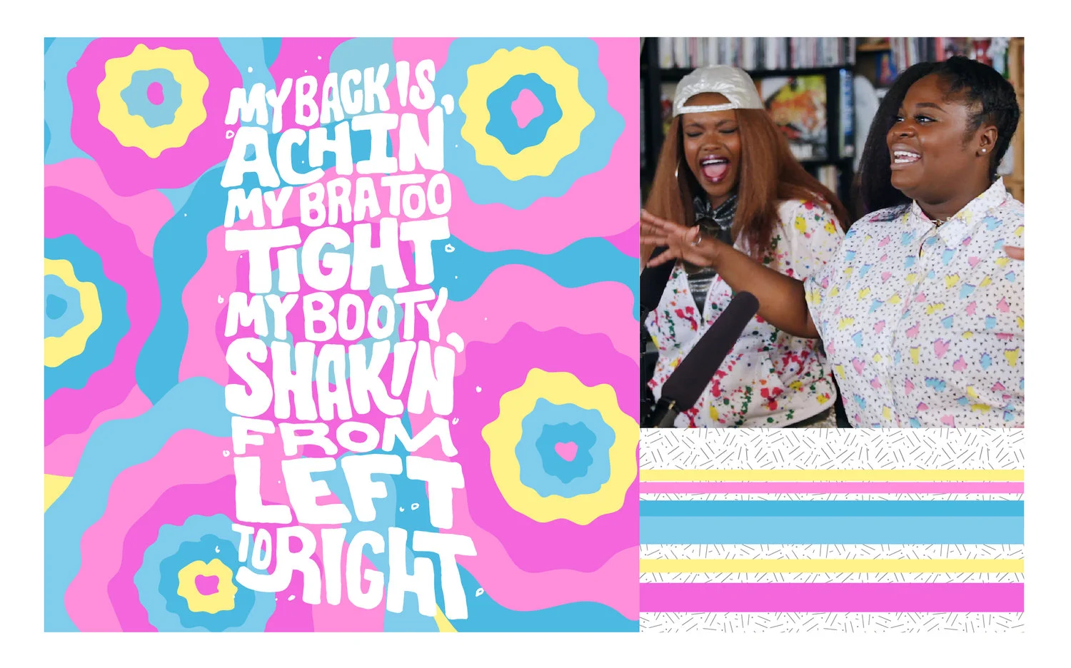 Lyrics from Tank And The Bangas’ song ‘Quick’. Images and color inspo screen grabbed from their celebratory performance as NPR’S 2017 Tiny Desk winners. Their storytelling, energy, and absolute love for music is amazing.