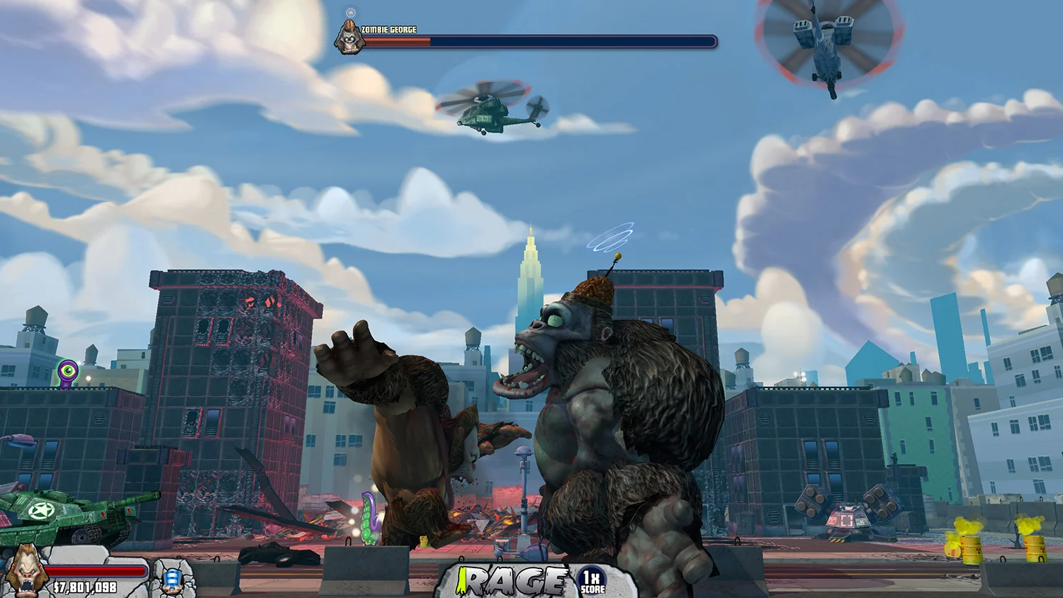 Fighting the Big Boss Zombie Monkey