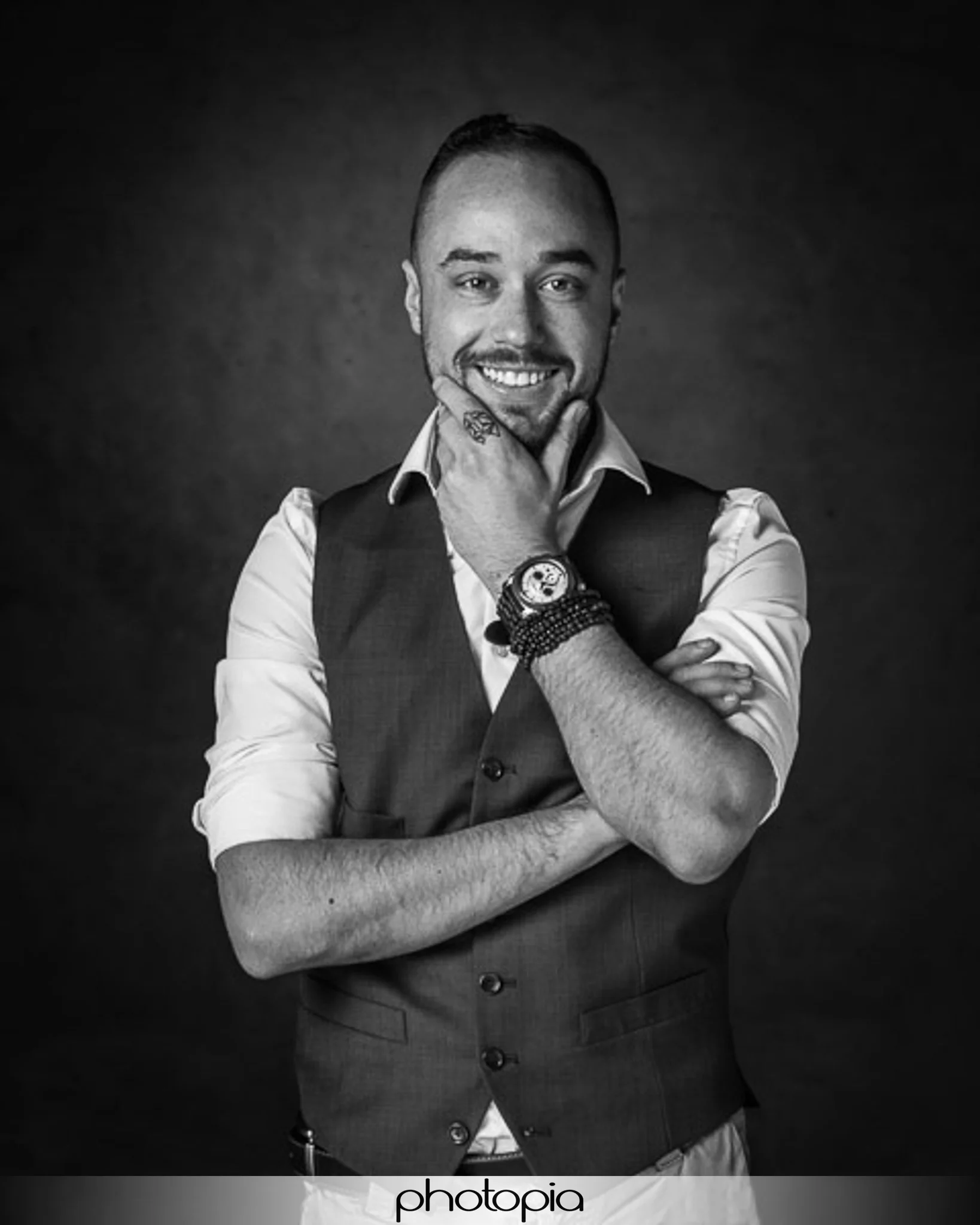 Indoor Black and White Portrait