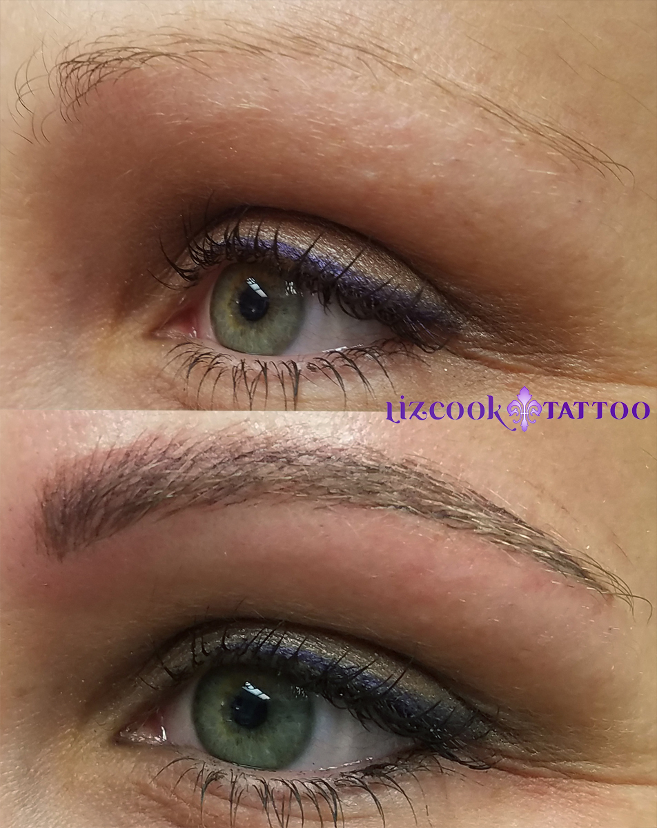 Liz Cook Tattoo Permanent Makeup Brows Microblading Left Side Before After with eyes Taylor EAP Labyrinth.jpg