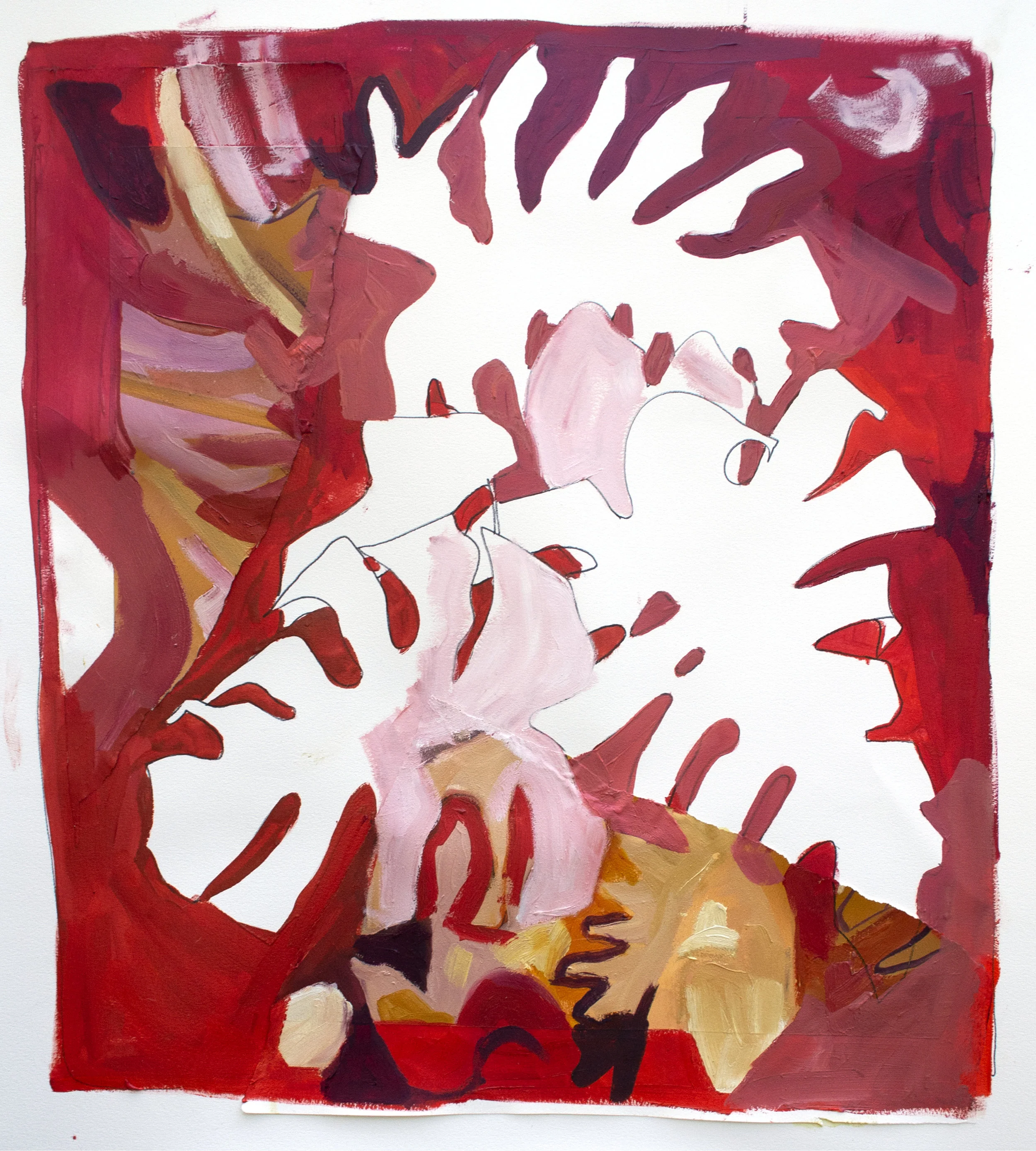 Red It. 33x34in mixed media on paper.