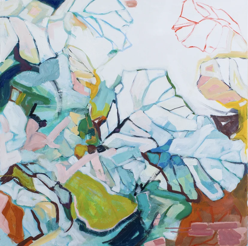 Slowly. 36x36in mixed media on canvas.