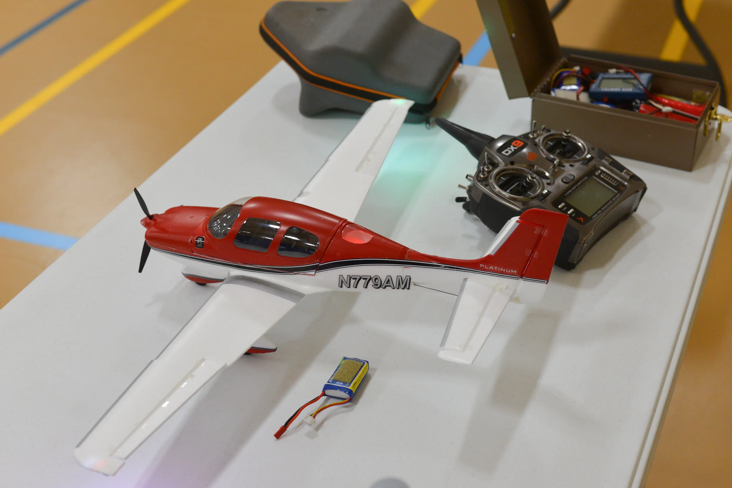  John Turgeon's RC plane kit sits on a table. Turgeon said $300 will get you everything you need to start flying. 