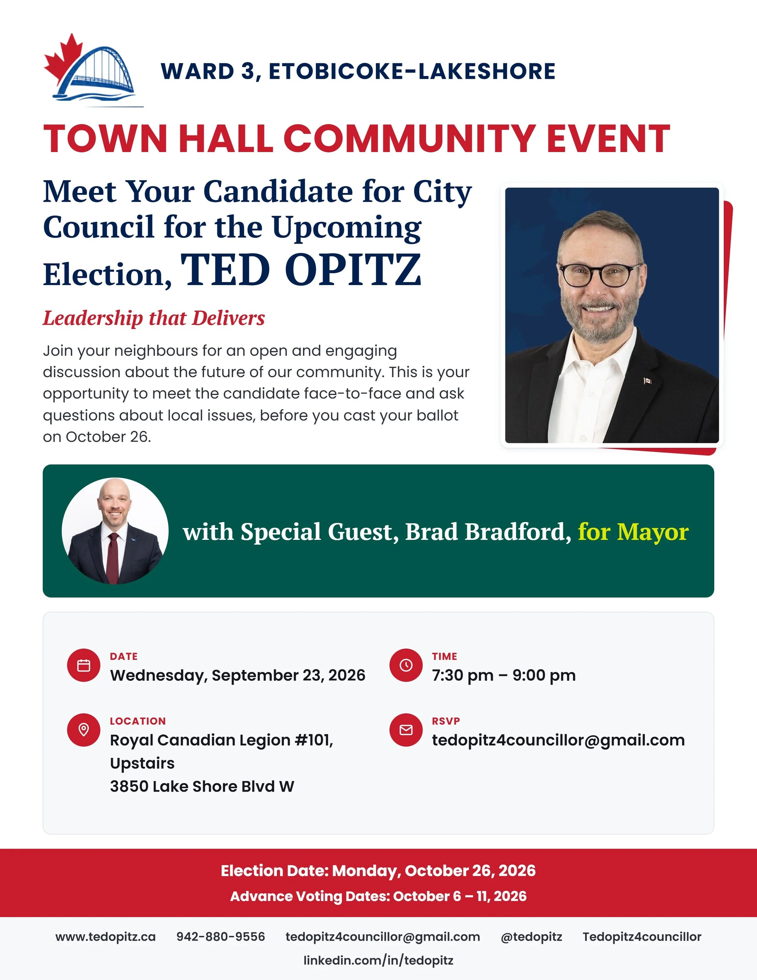 Meet, Connect, Engage with Ted Opitz and Brad Bradford - Sept 23 and Oct 5, 2026