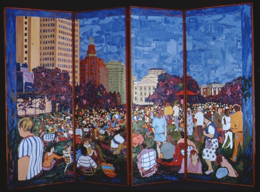 Concert On The Green - 4 panel folding screen 52 x 80 inches