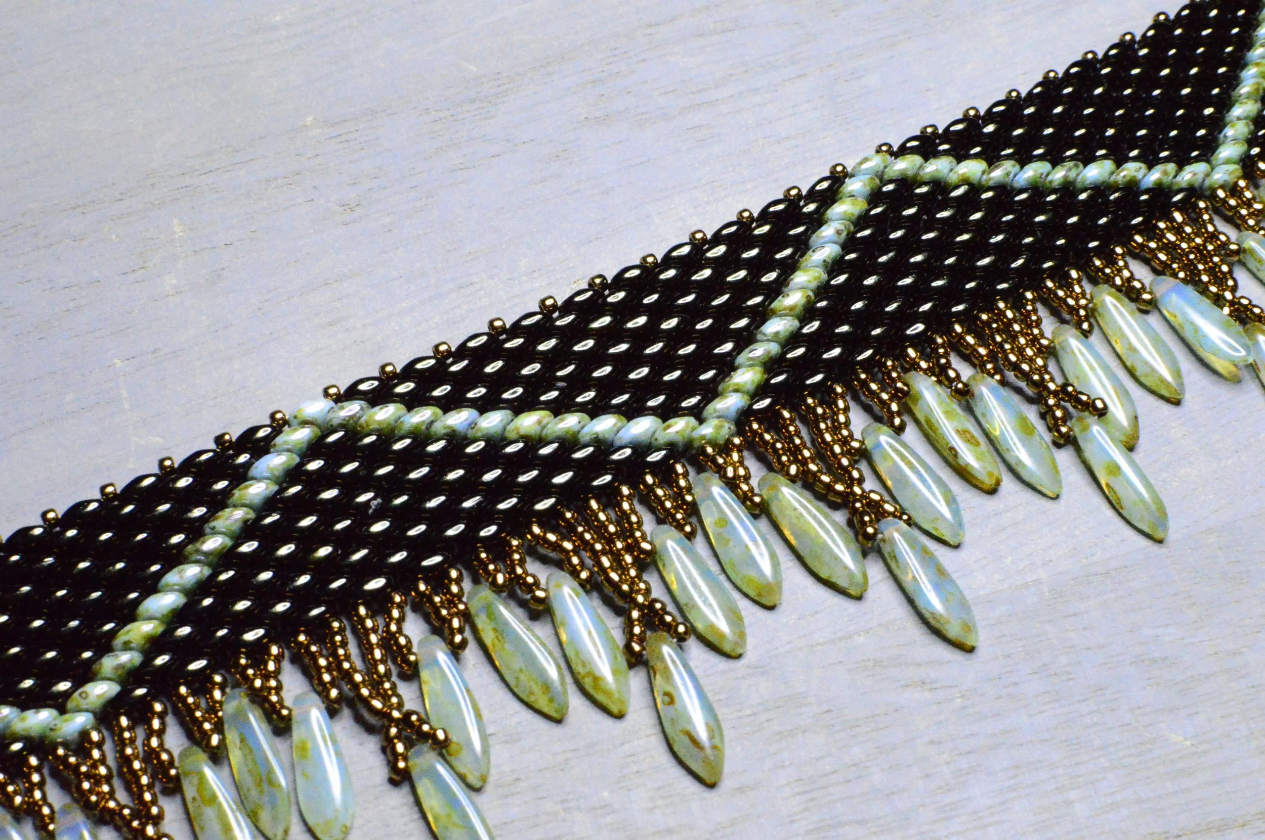 Tri Daggered Choker seed beads glass - beadwork beyond ceremony.JPG
