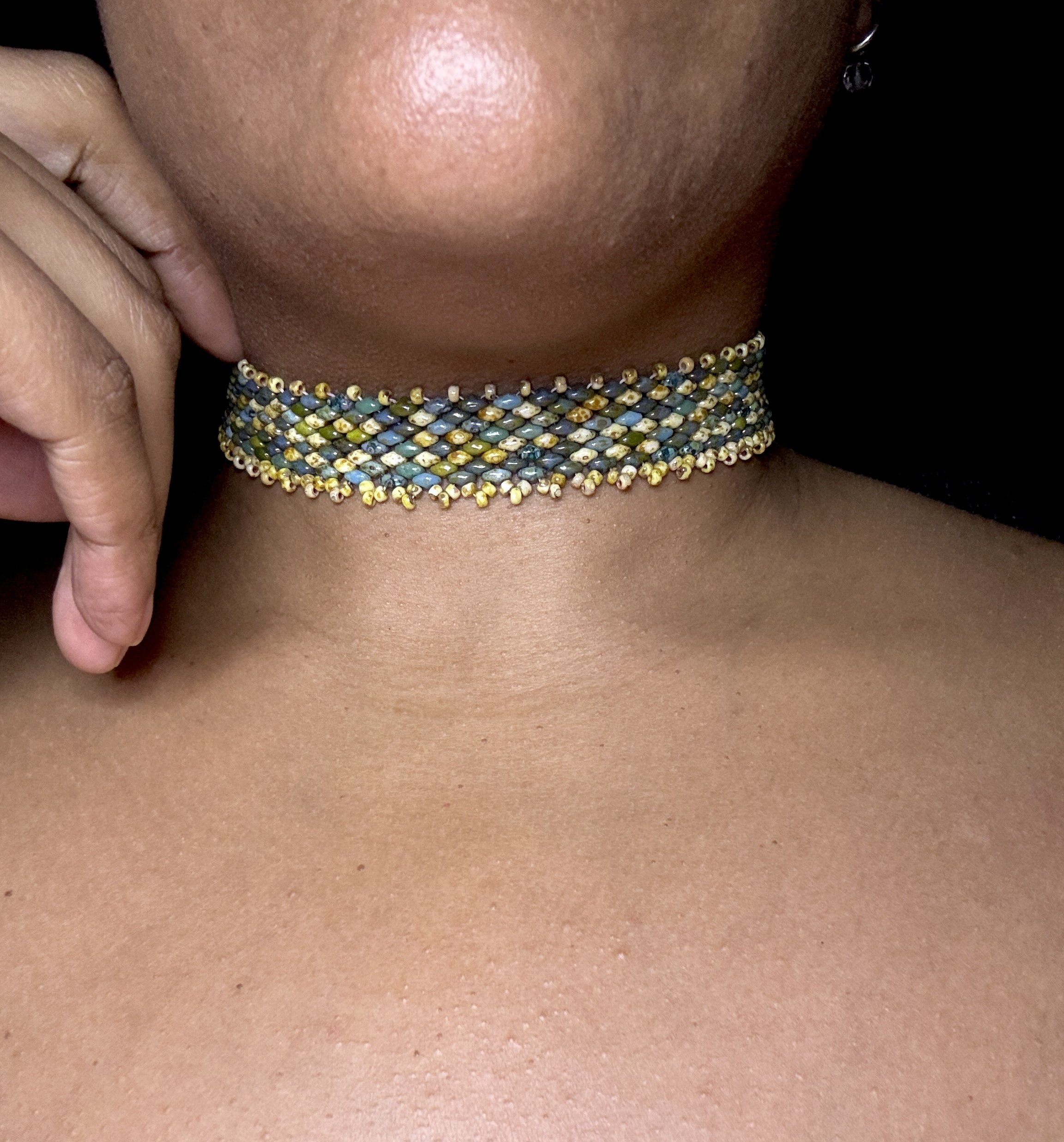 yellow snakeskin choker - beadwork.jpg
