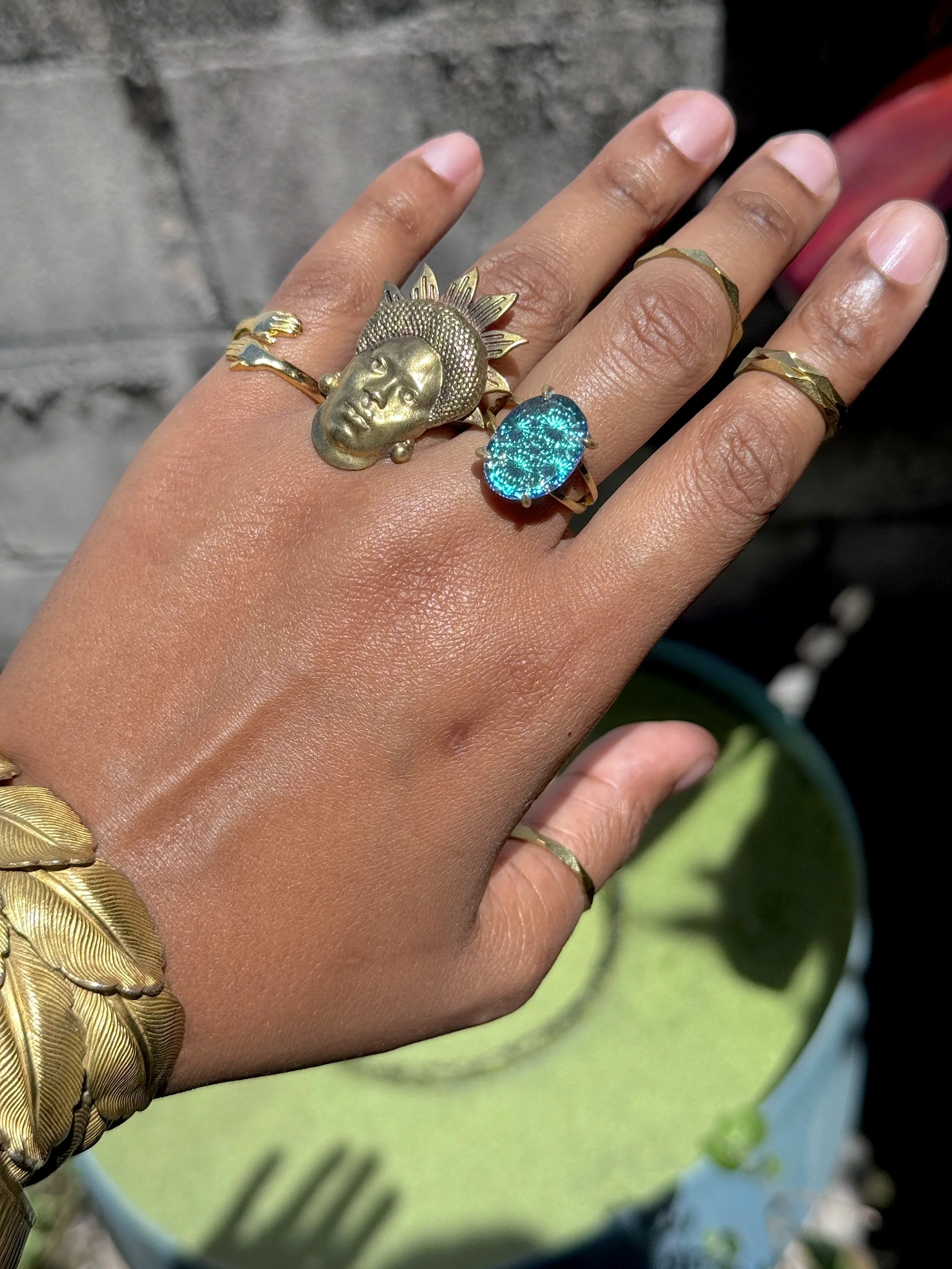 Amber - Patternmaster Brass Ring Stack