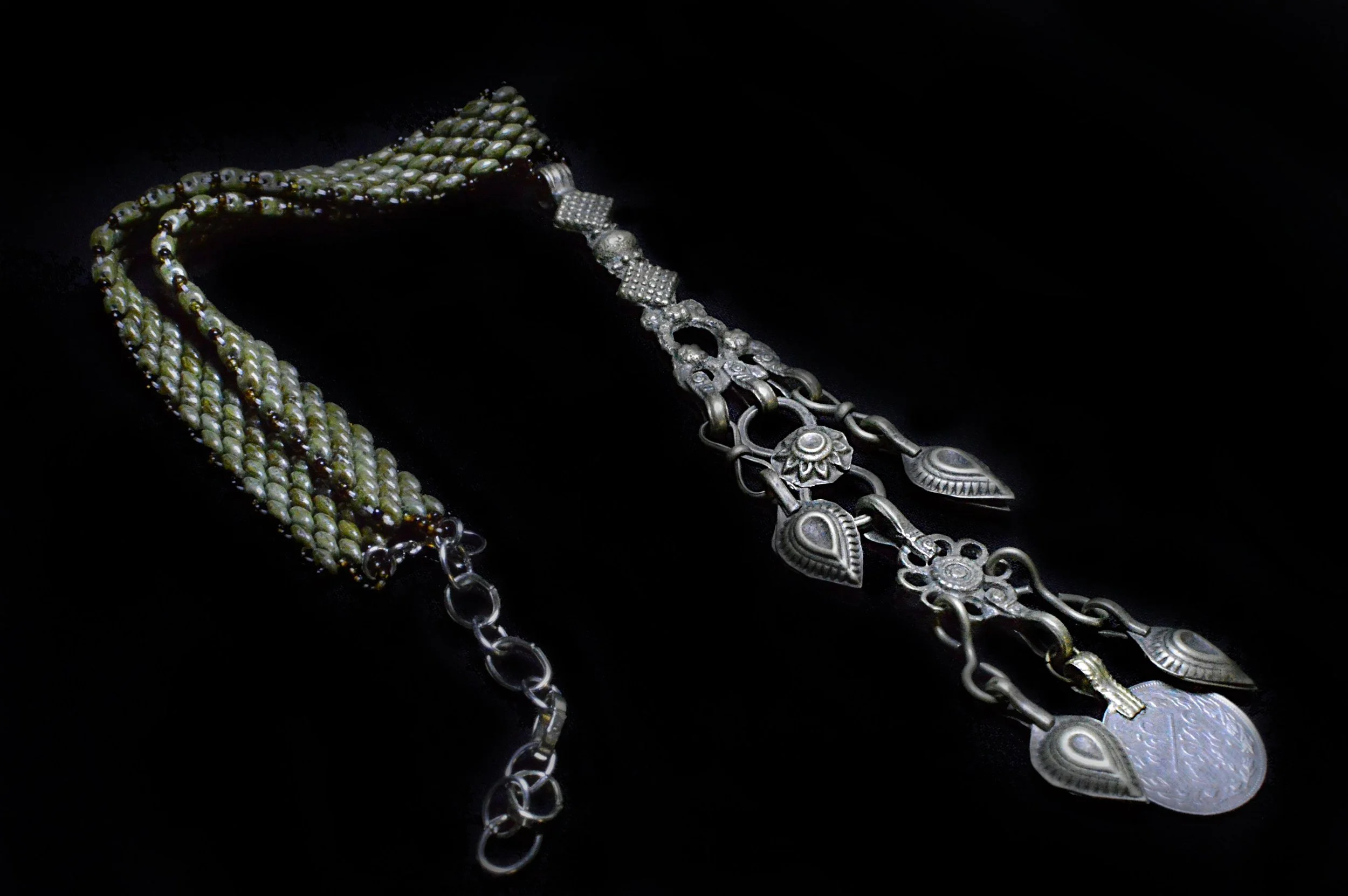 Kuchi This - Vintage Kuchi Charmed Beaded Choker