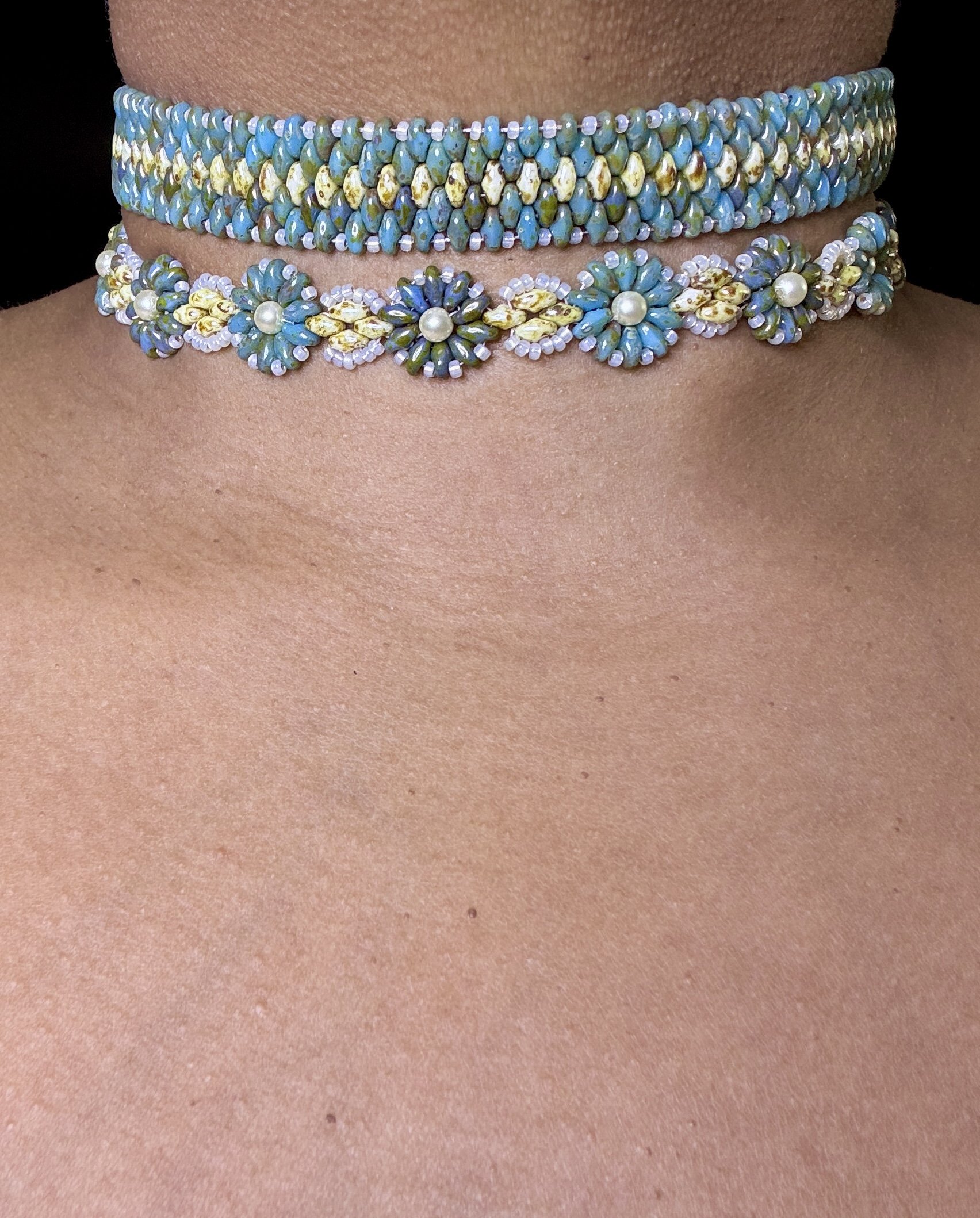 Flower Fields hand beaded choker set beadwork.jpg
