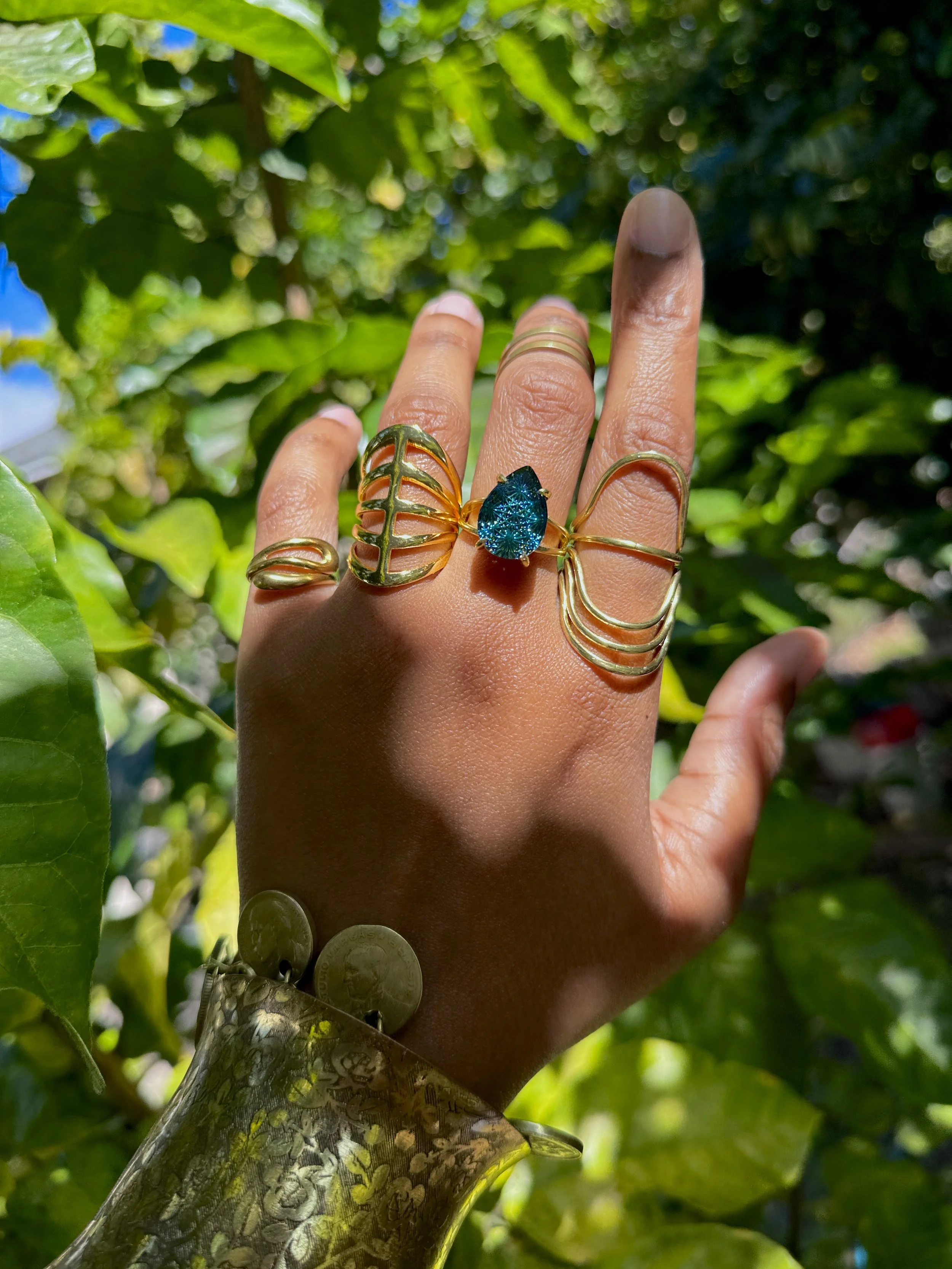 Tears in the typing pool - glass brass ring set.jpg