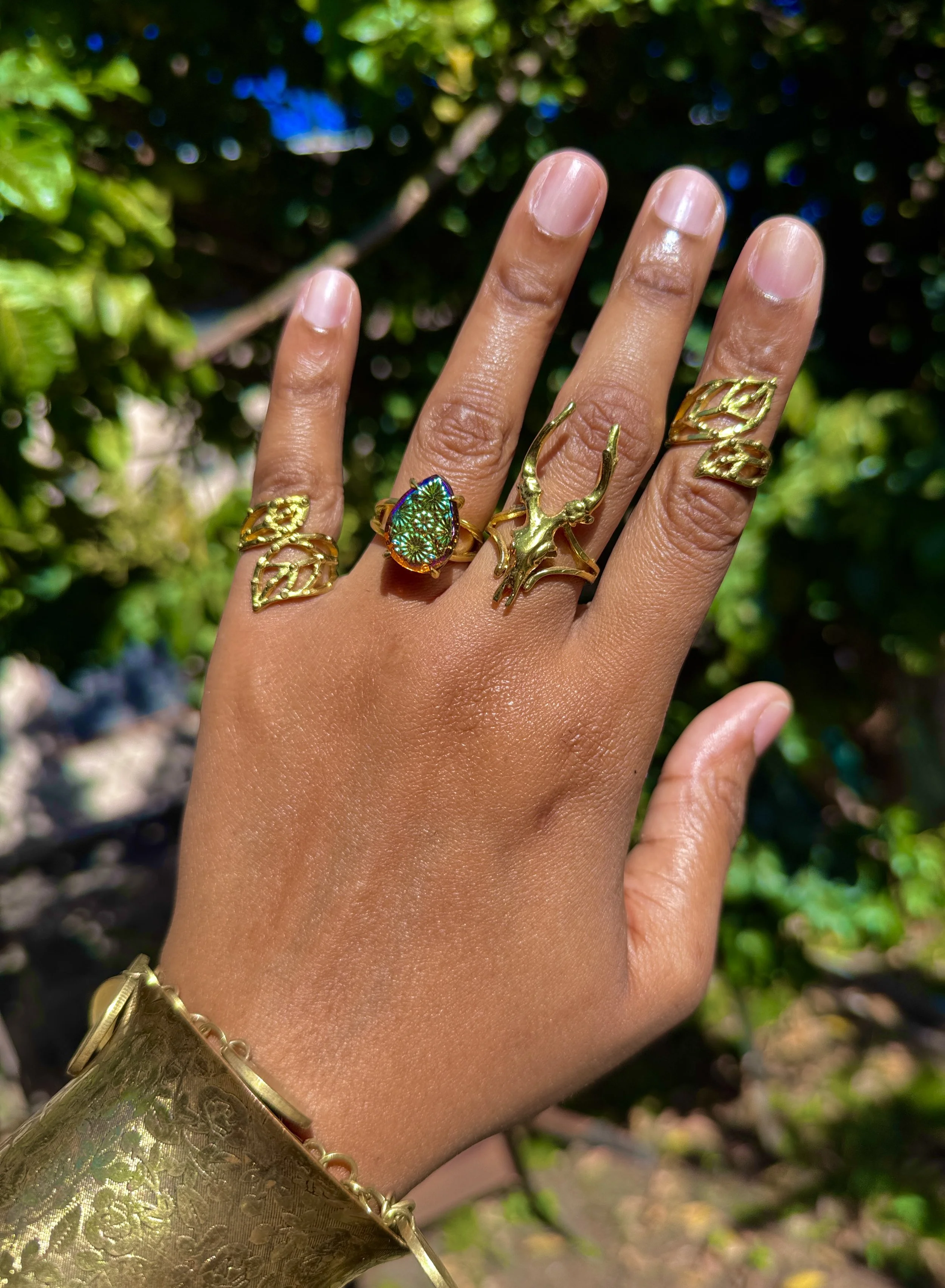 Montana Sunset - Intaglio Brass Ring Stack