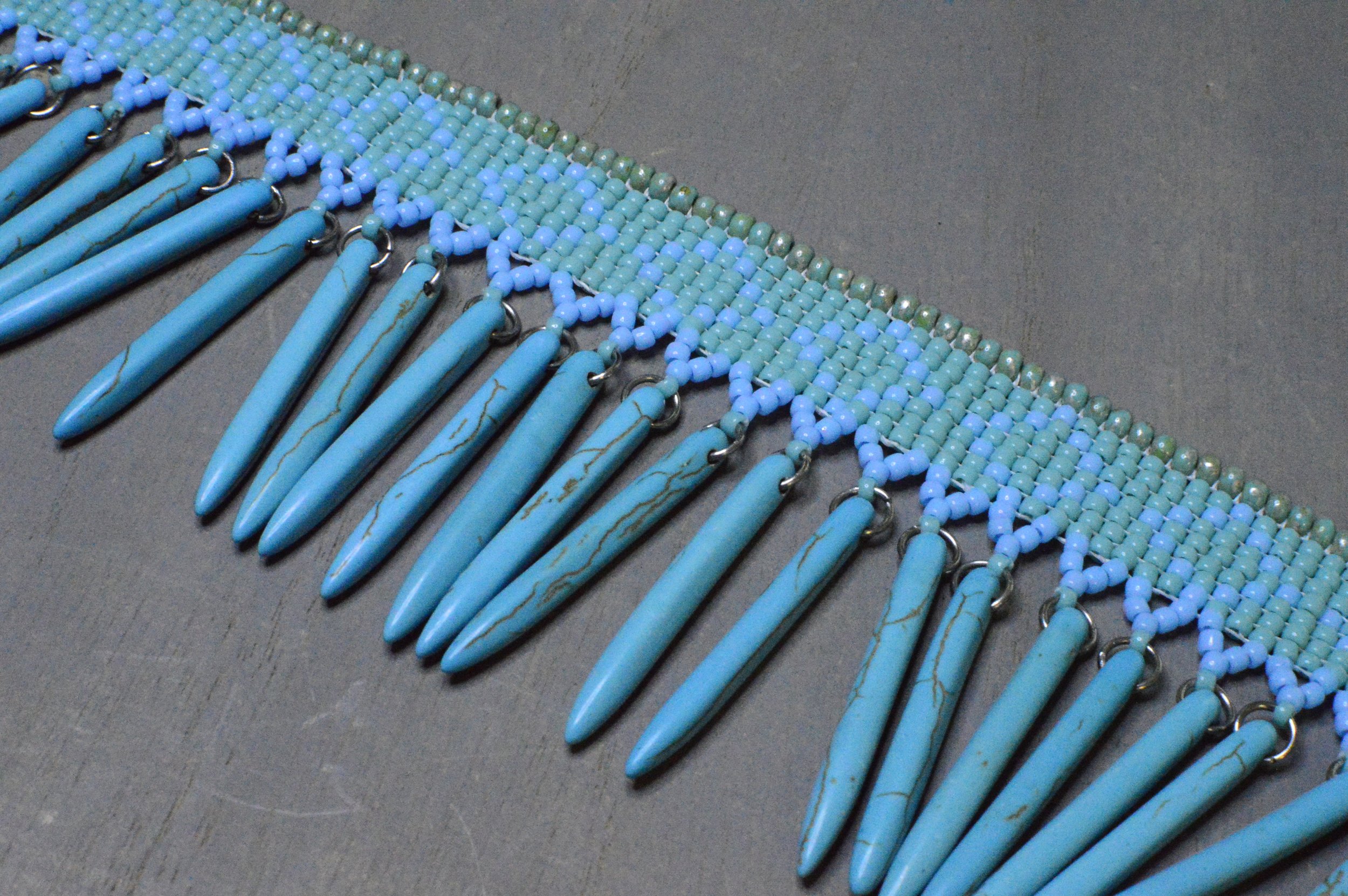 Turquoise beaded choker howlite- seed beads.JPG