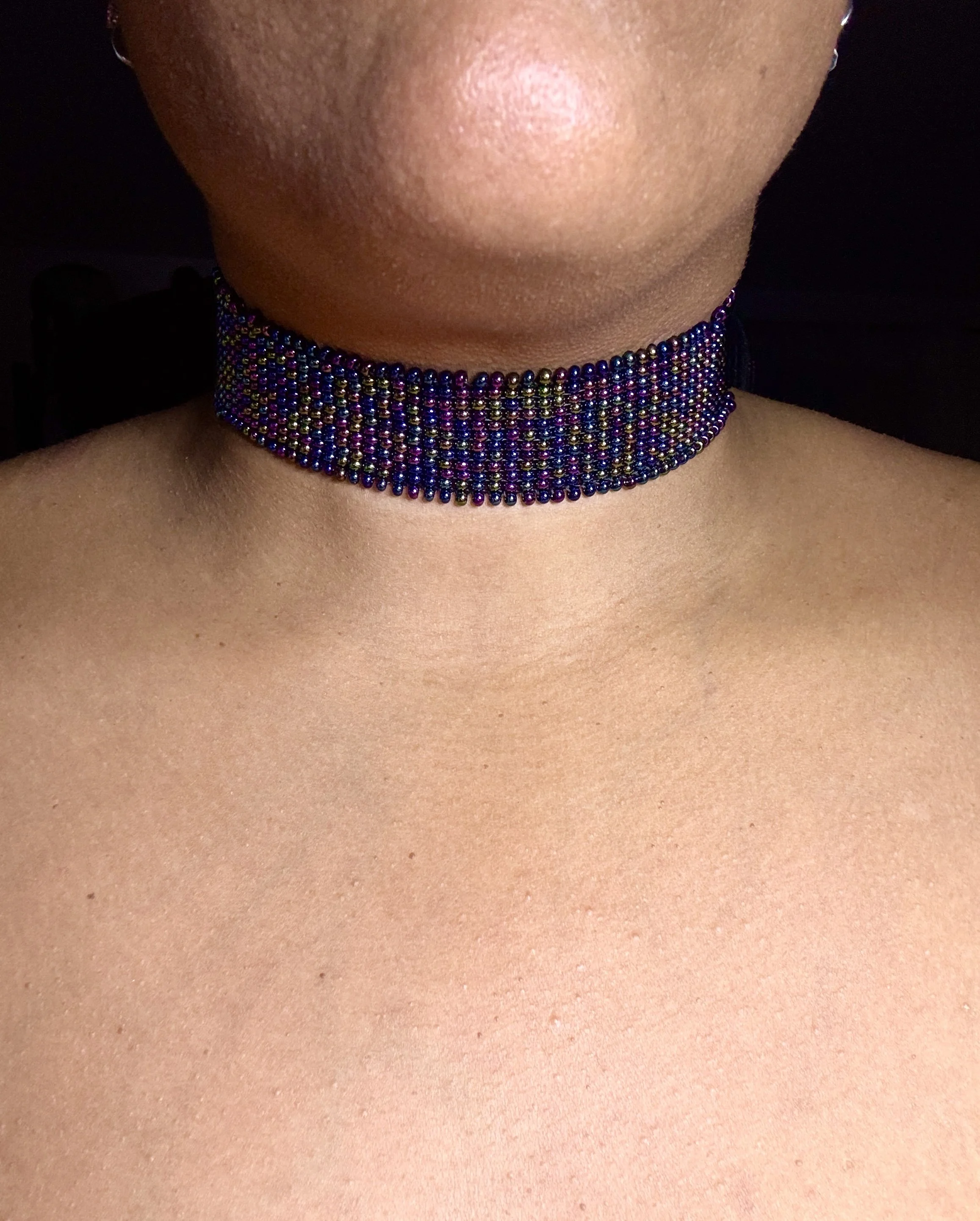 Purps - Metallic Glass Seed Beads Choker
