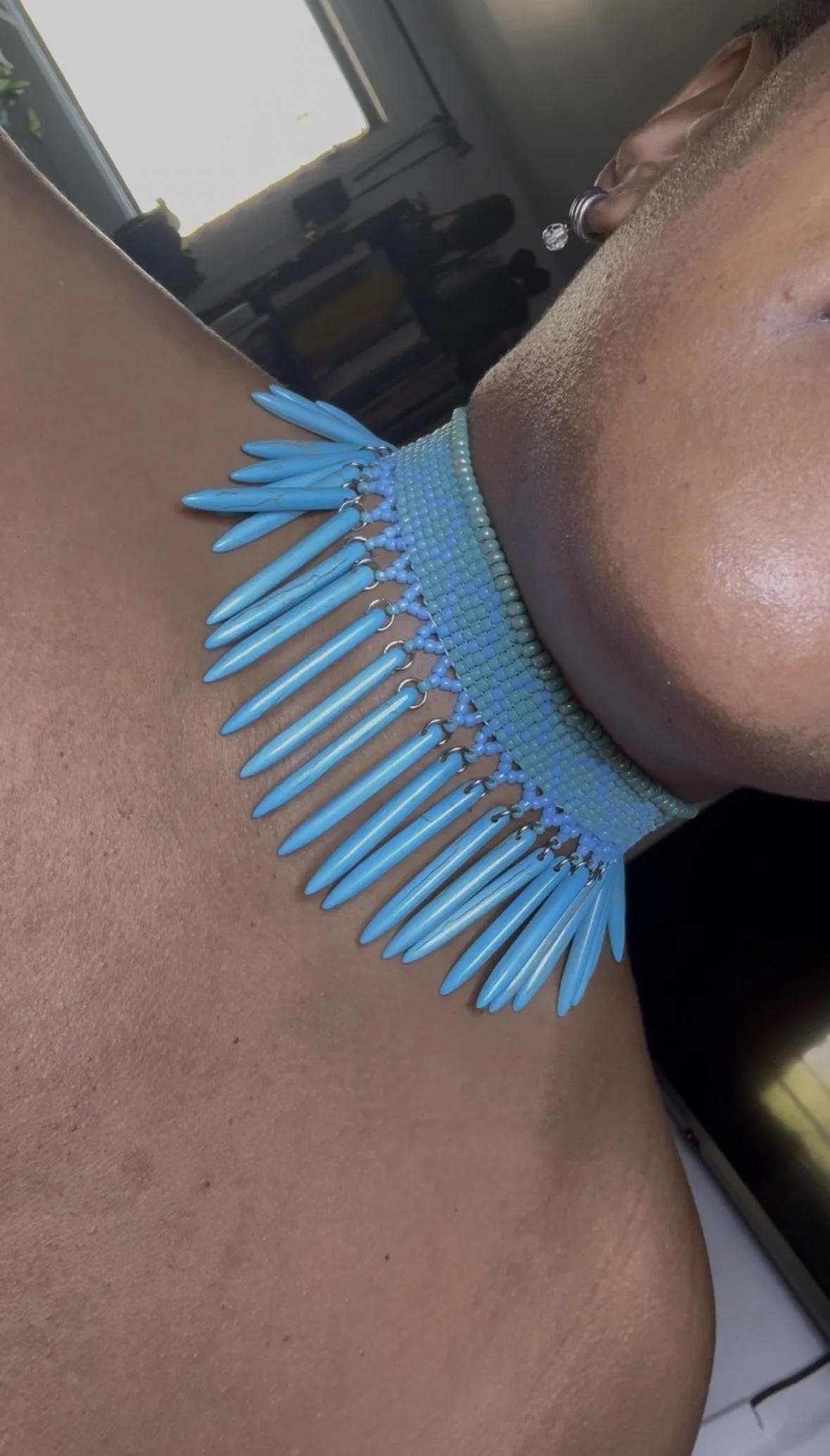 Turquoise beaded choker - seed beads.jpg