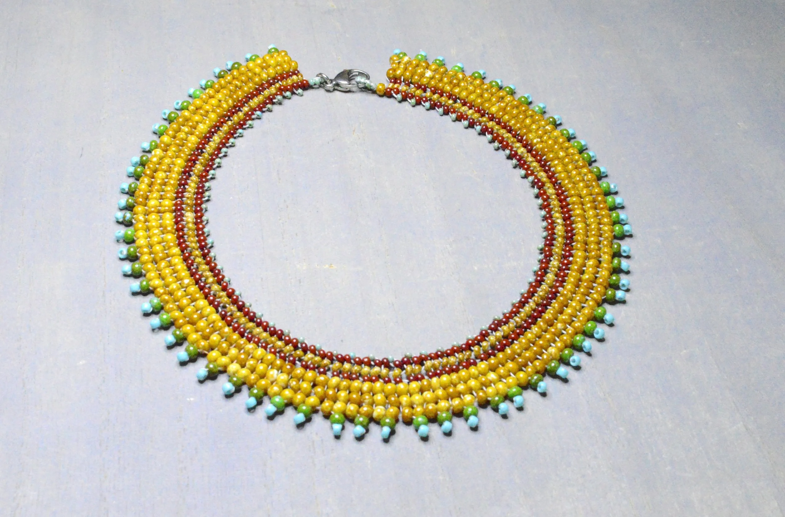 Mini Broad Collar - Beadwork Beyond Ceremony - seed beads jewelry.JPG