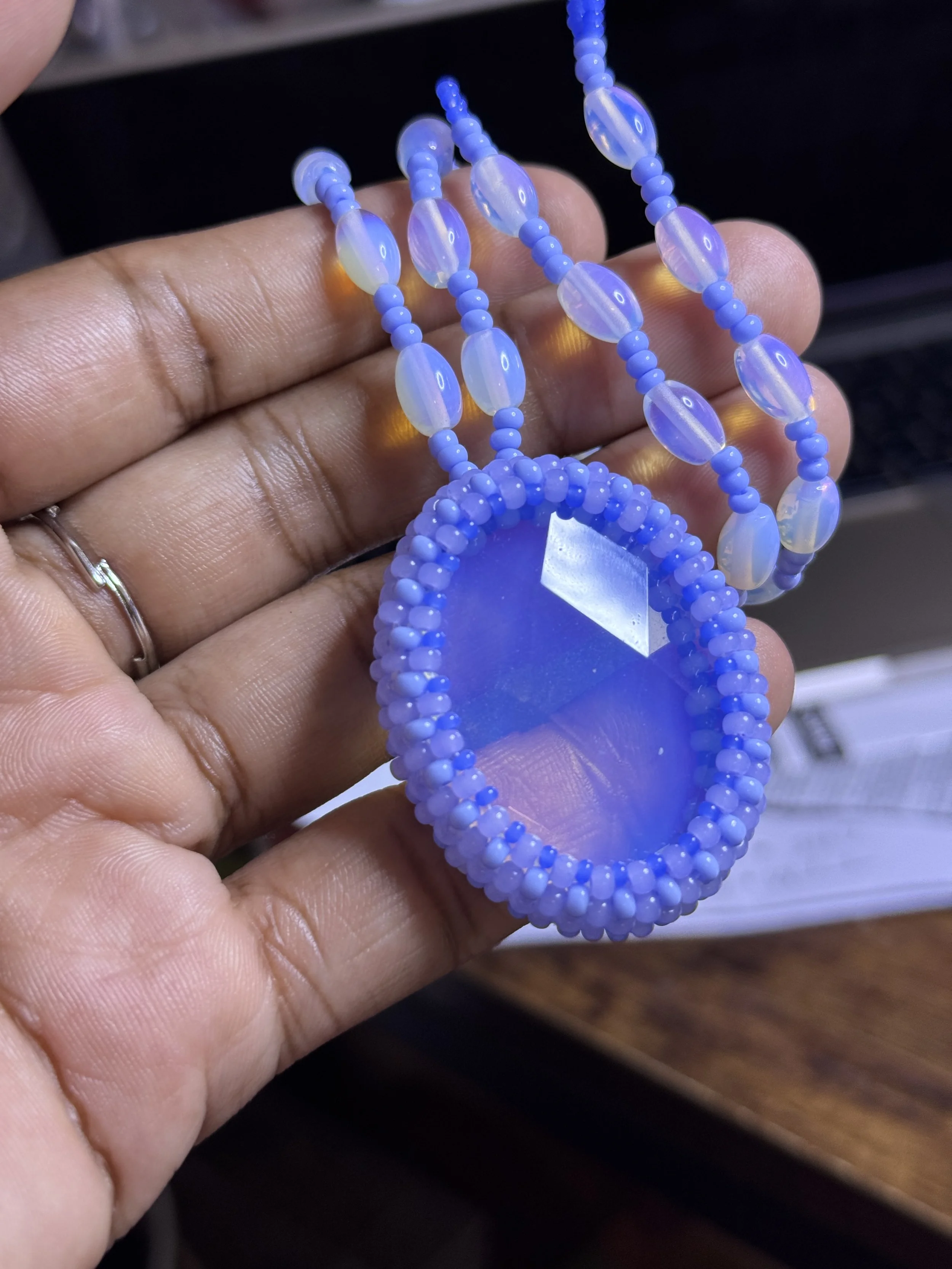 Opalite Choker - Seed beads necklace ta meu bem.JPG