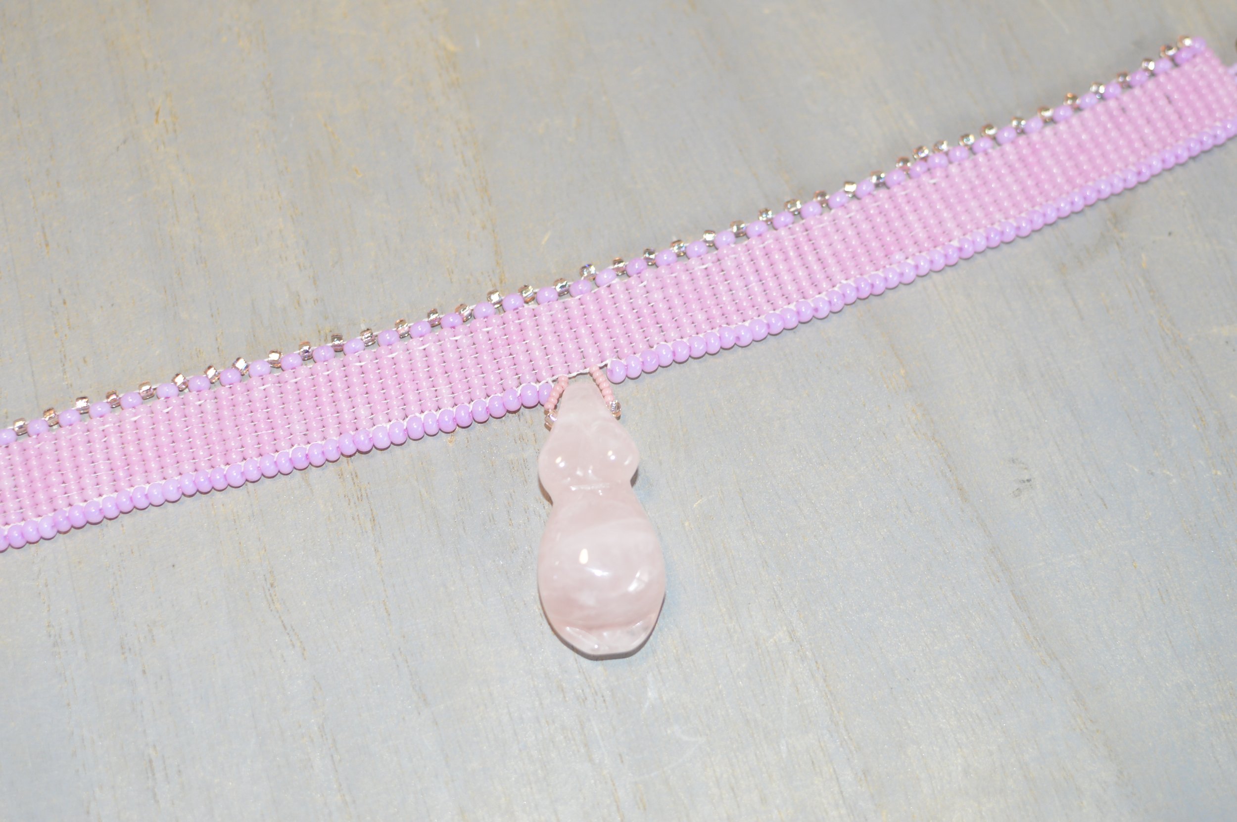 Rose quartz beaded fertility choker.JPG