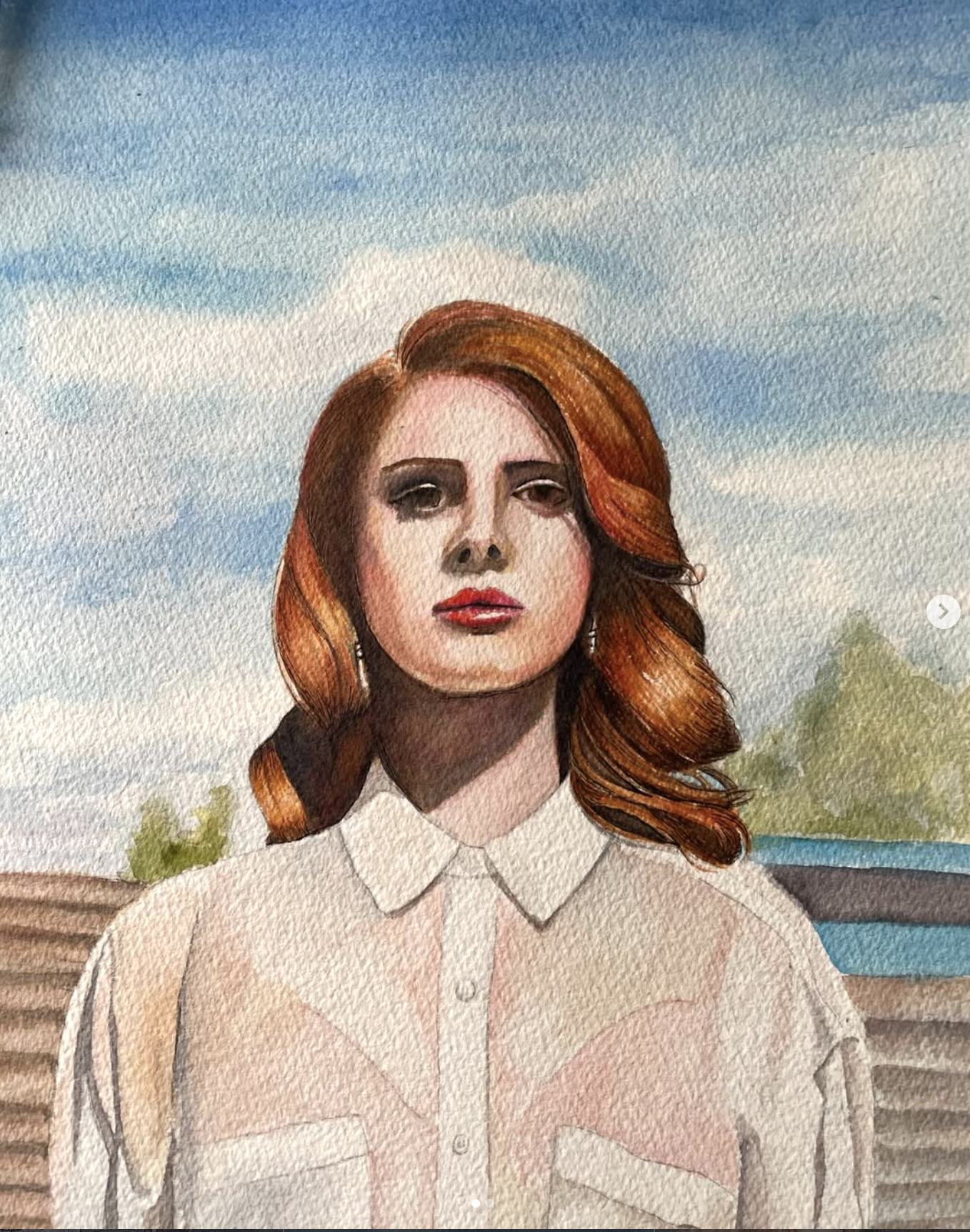 Lana Del Rey. Watercolor and ink.